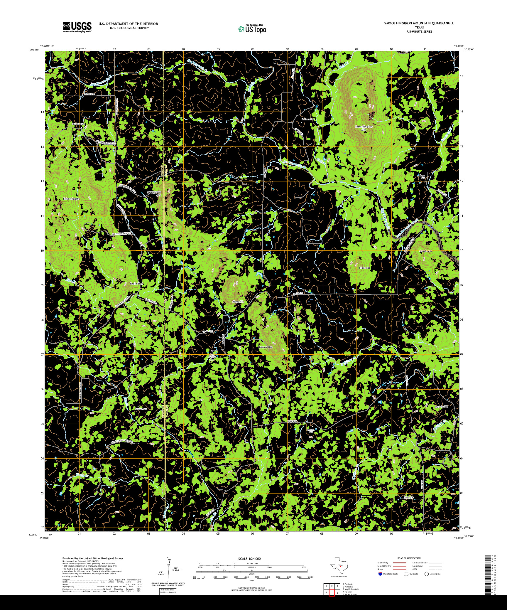 US TOPO 7.5-MINUTE MAP FOR SMOOTHINGIRON MOUNTAIN, TX