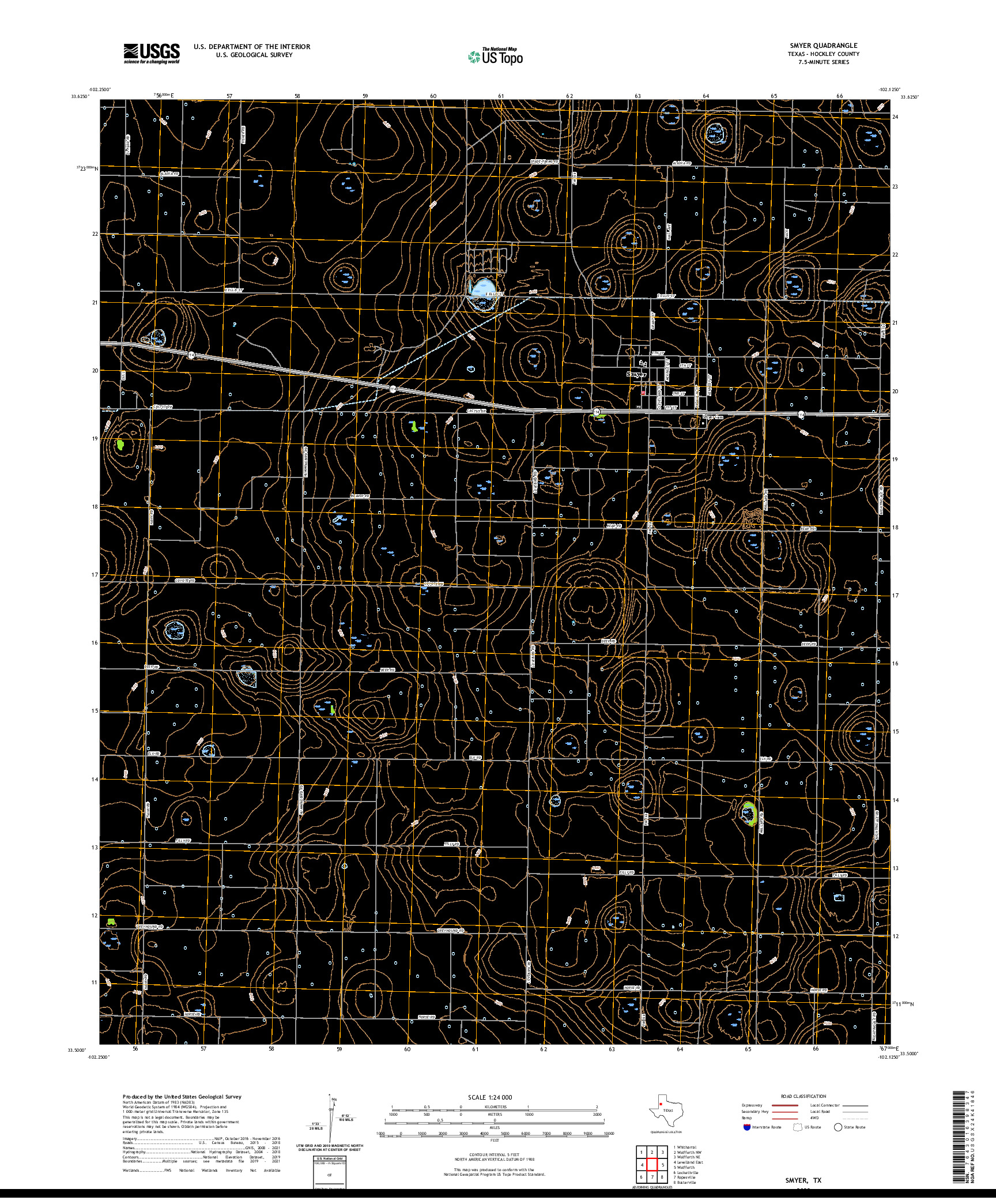 US TOPO 7.5-MINUTE MAP FOR SMYER, TX