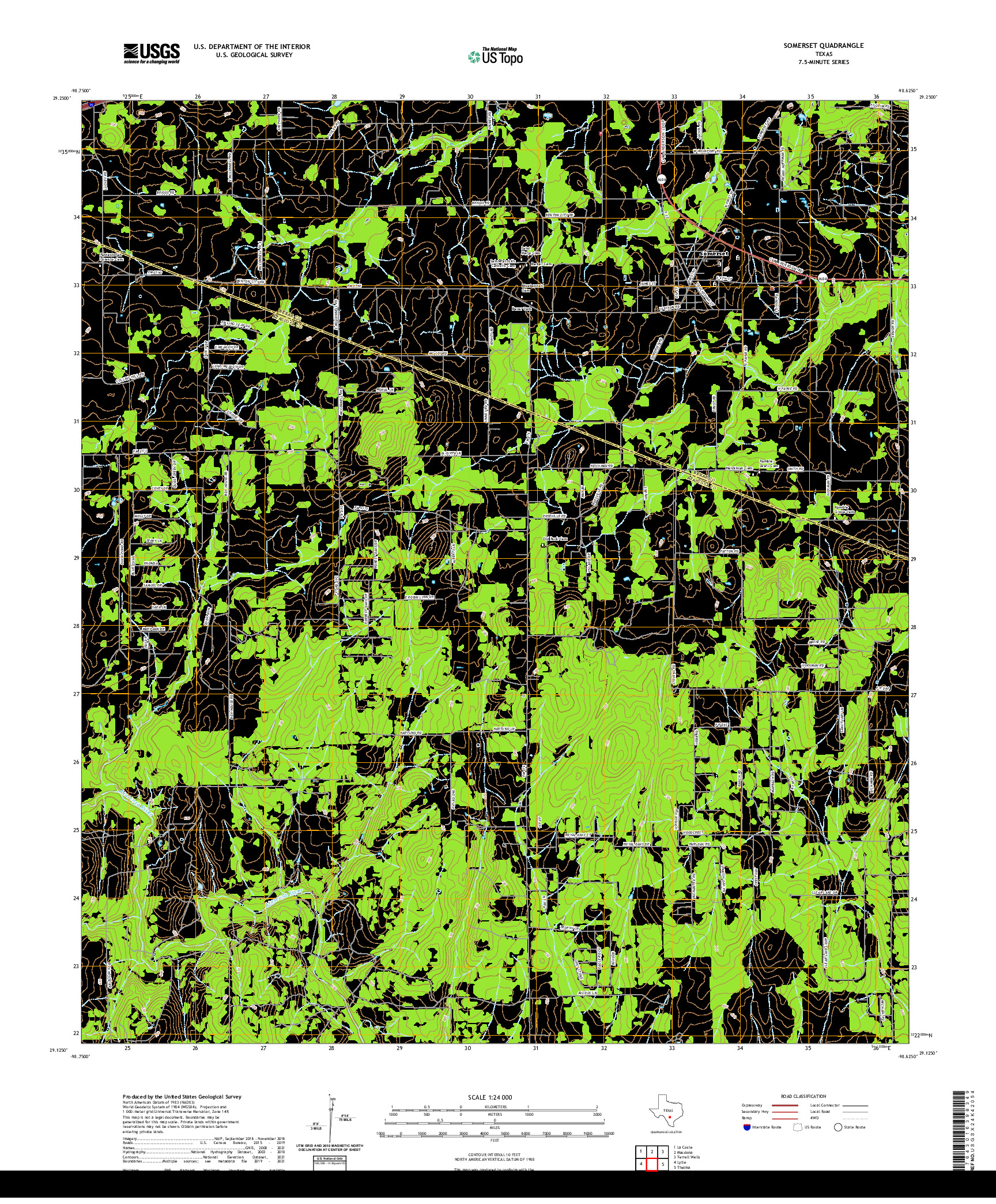 US TOPO 7.5-MINUTE MAP FOR SOMERSET, TX