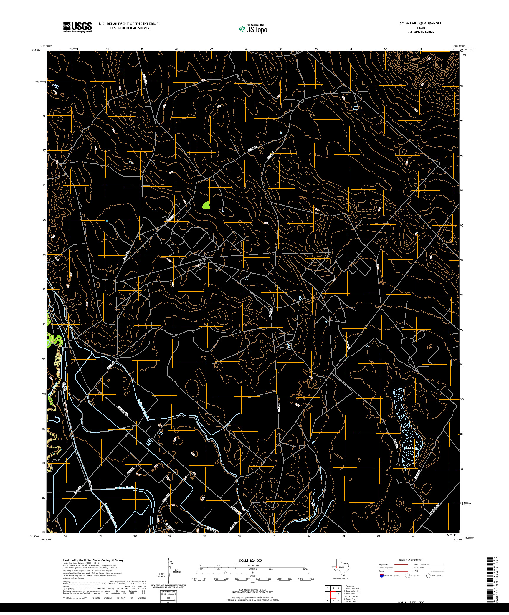 US TOPO 7.5-MINUTE MAP FOR SODA LAKE, TX