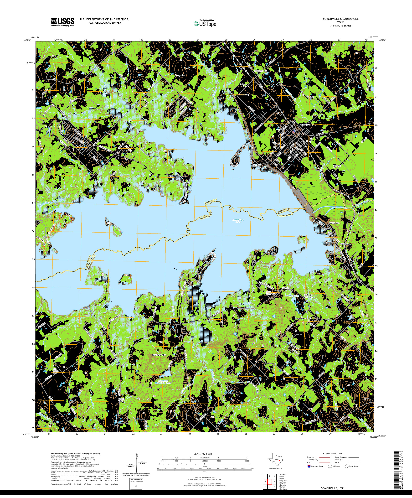 US TOPO 7.5-MINUTE MAP FOR SOMERVILLE, TX