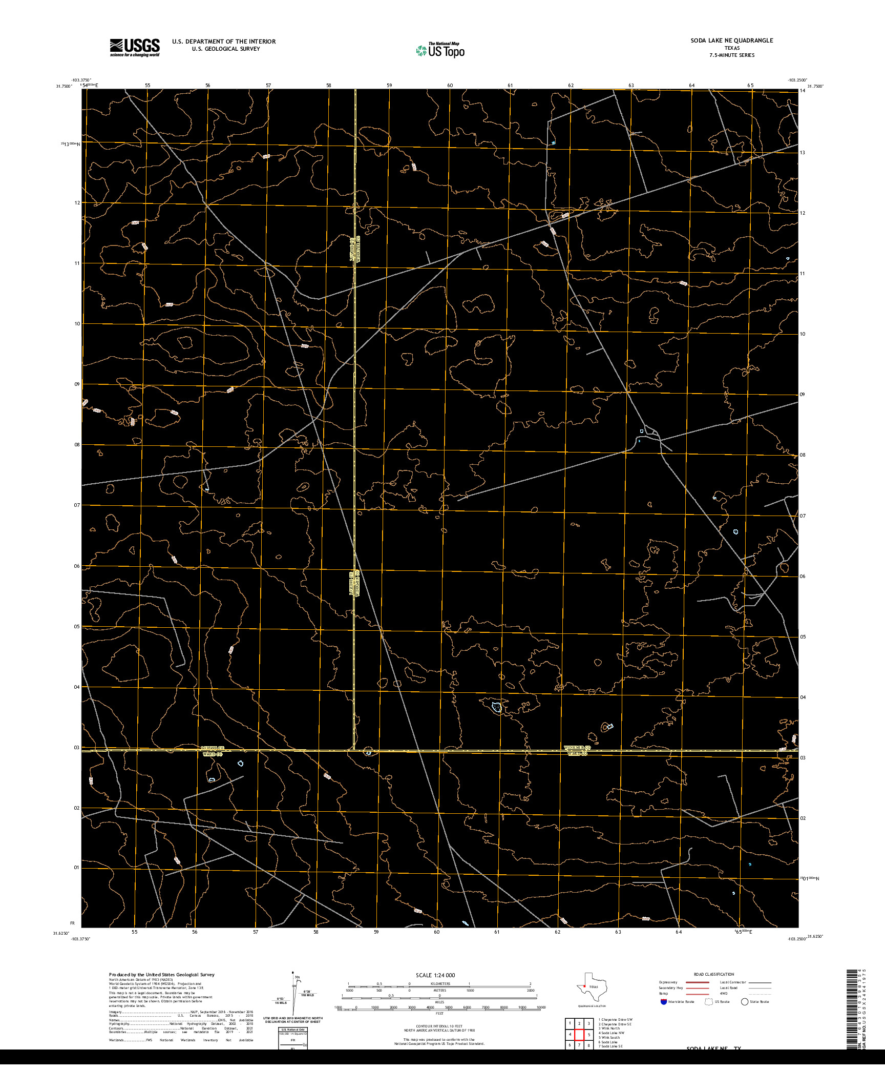 US TOPO 7.5-MINUTE MAP FOR SODA LAKE NE, TX