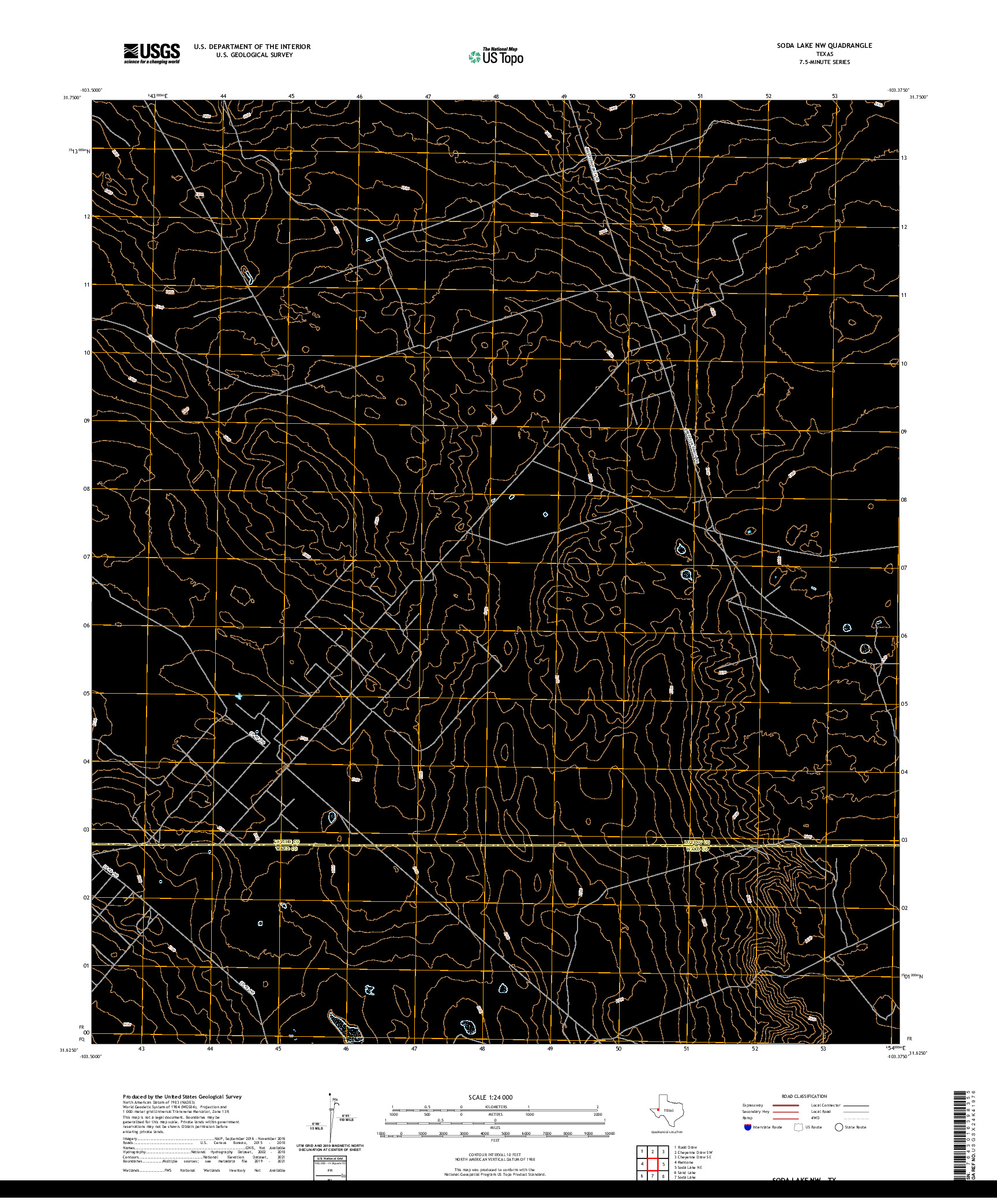 US TOPO 7.5-MINUTE MAP FOR SODA LAKE NW, TX