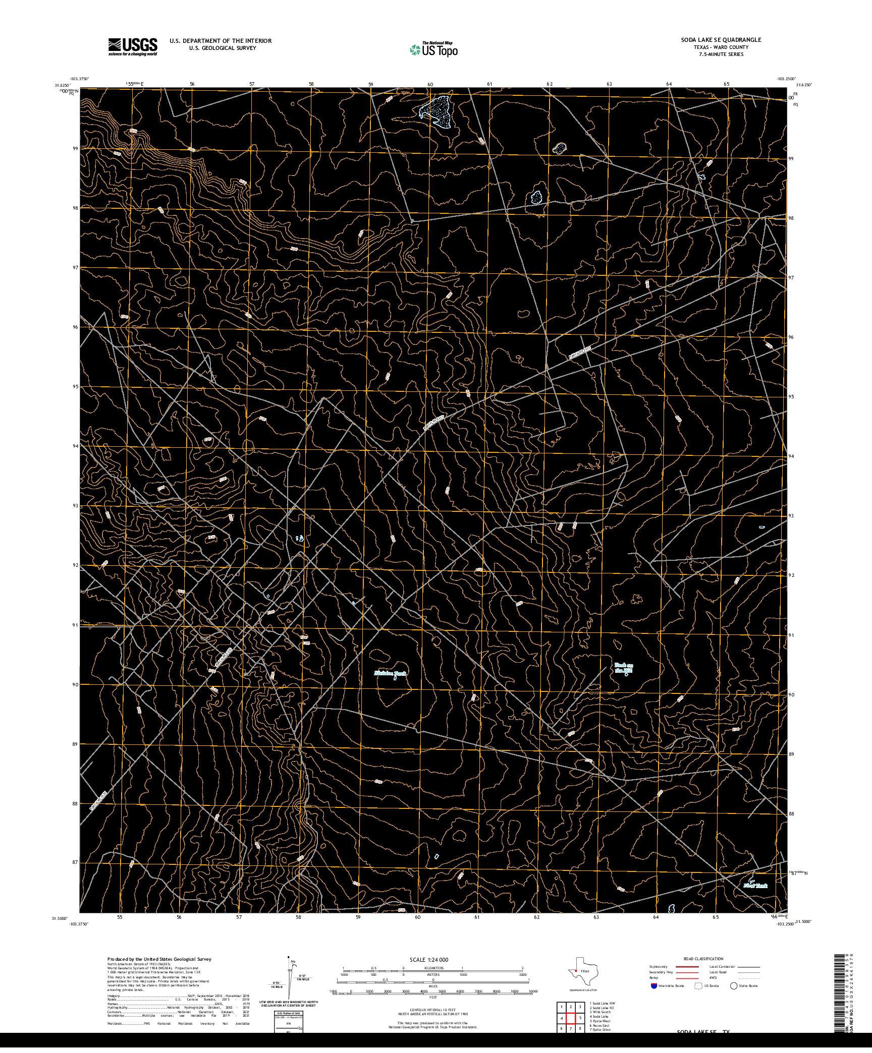 US TOPO 7.5-MINUTE MAP FOR SODA LAKE SE, TX