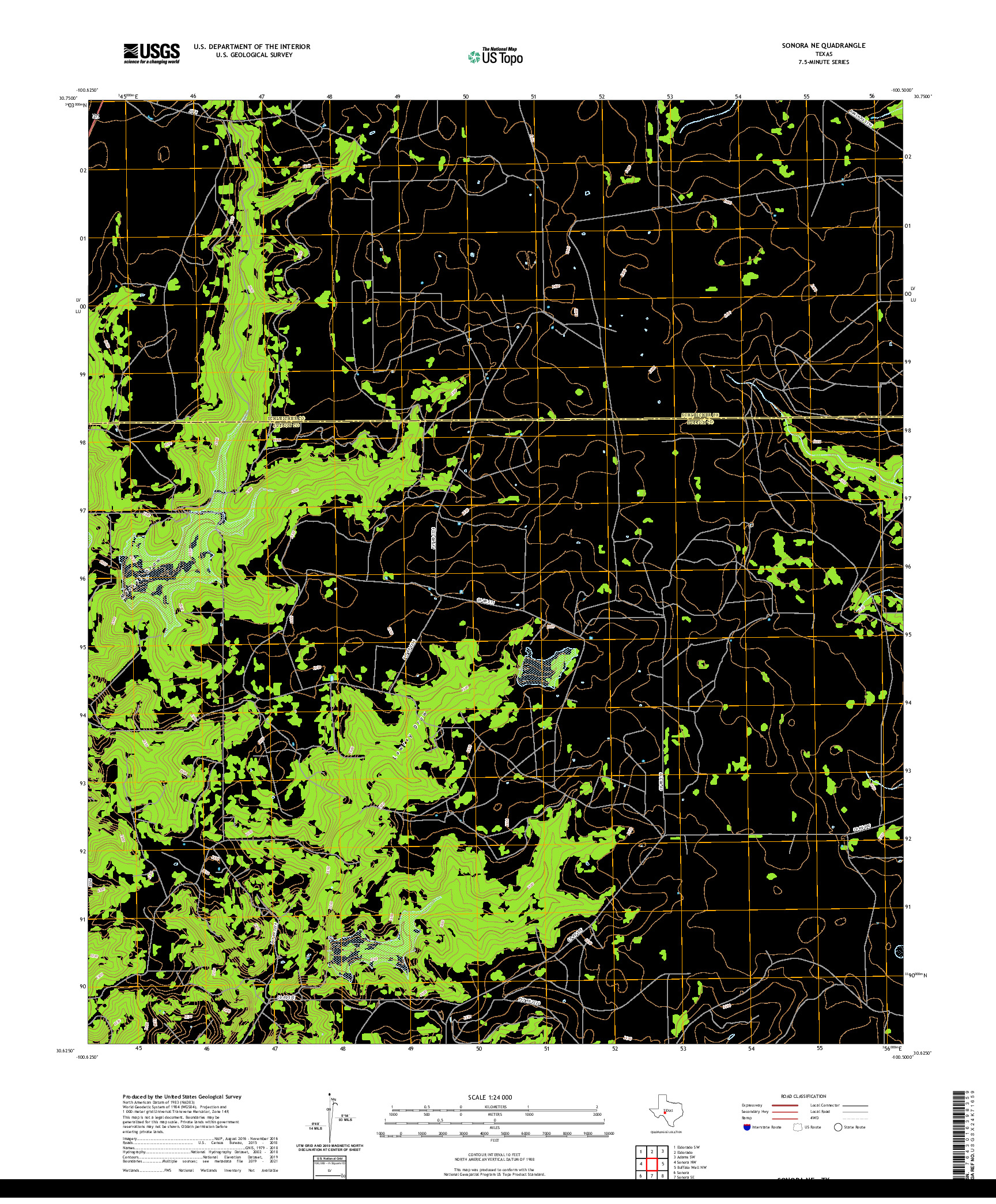 US TOPO 7.5-MINUTE MAP FOR SONORA NE, TX