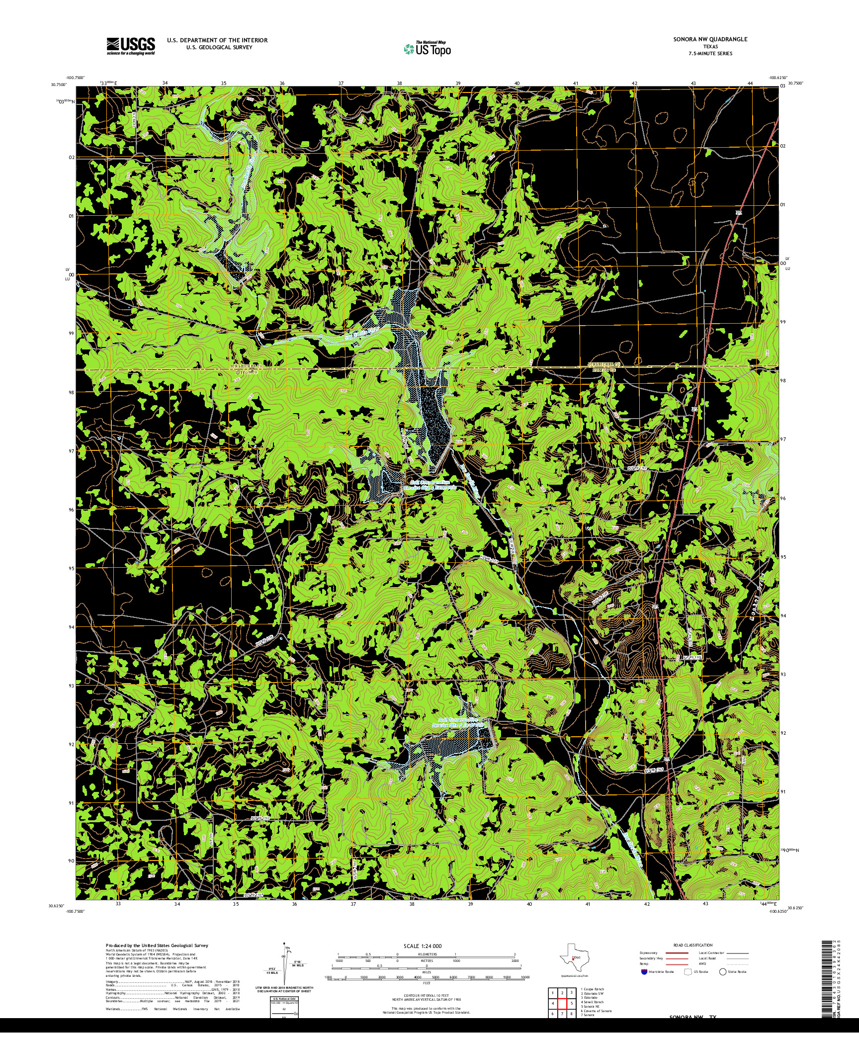 US TOPO 7.5-MINUTE MAP FOR SONORA NW, TX