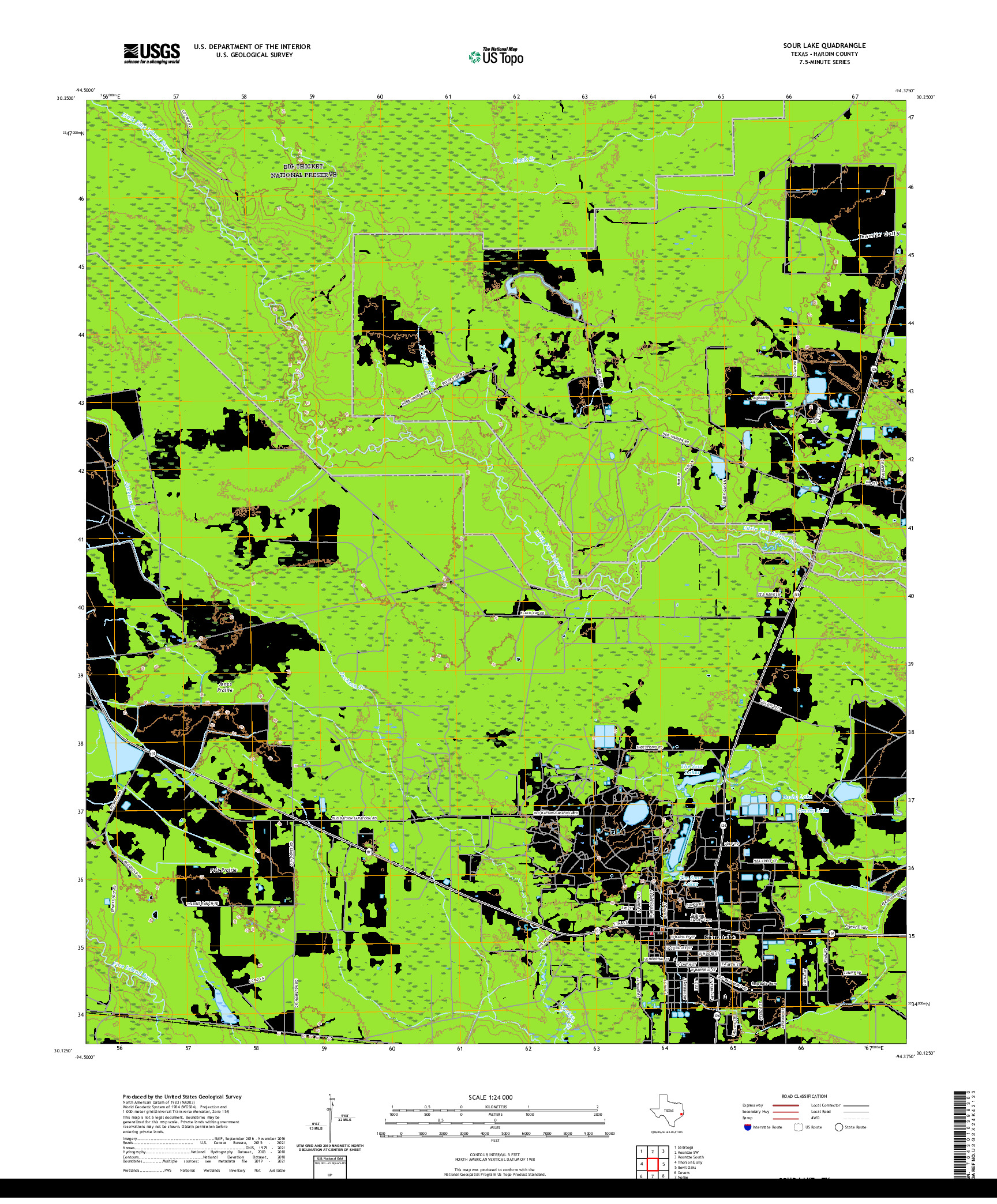 US TOPO 7.5-MINUTE MAP FOR SOUR LAKE, TX