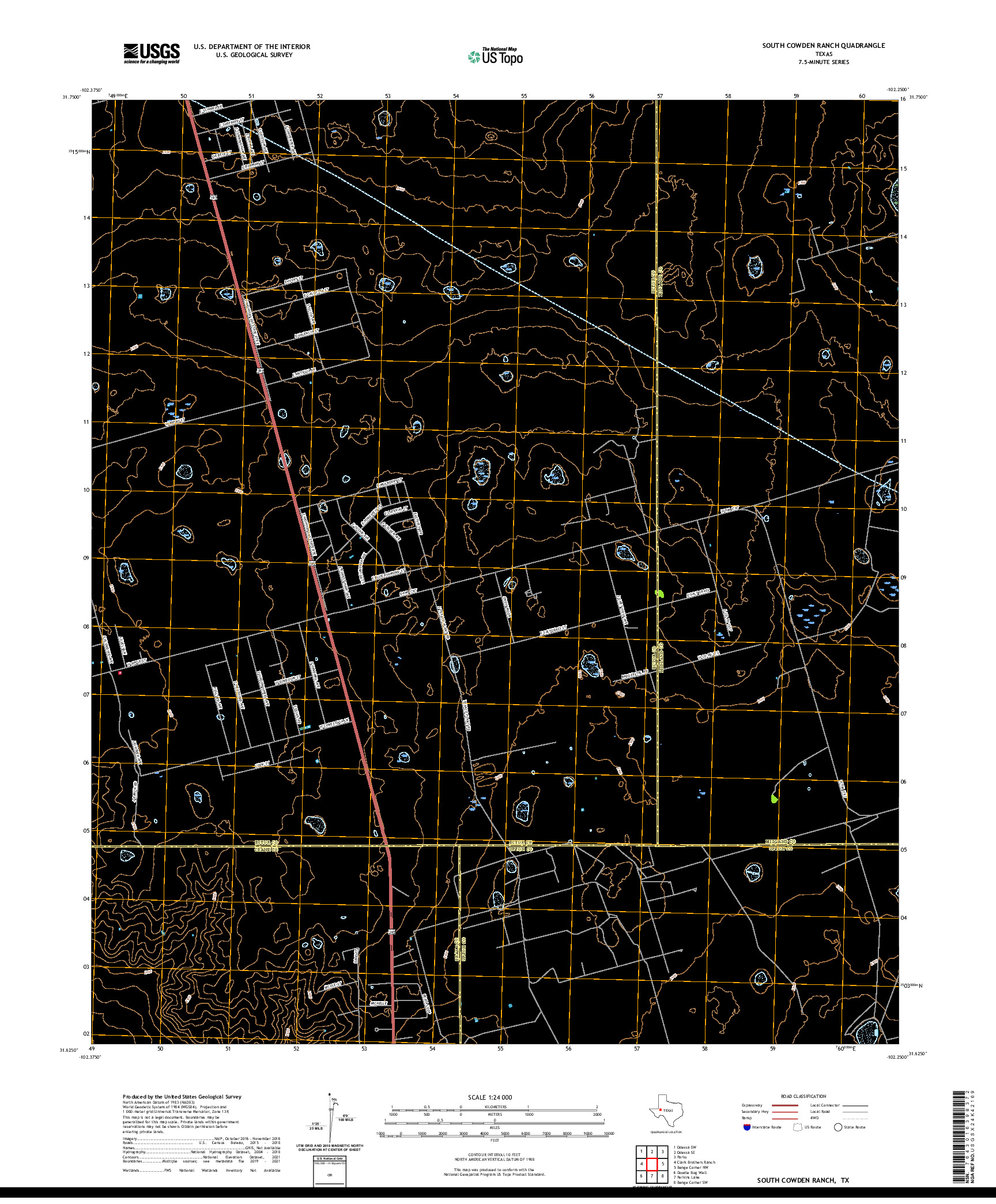 US TOPO 7.5-MINUTE MAP FOR SOUTH COWDEN RANCH, TX