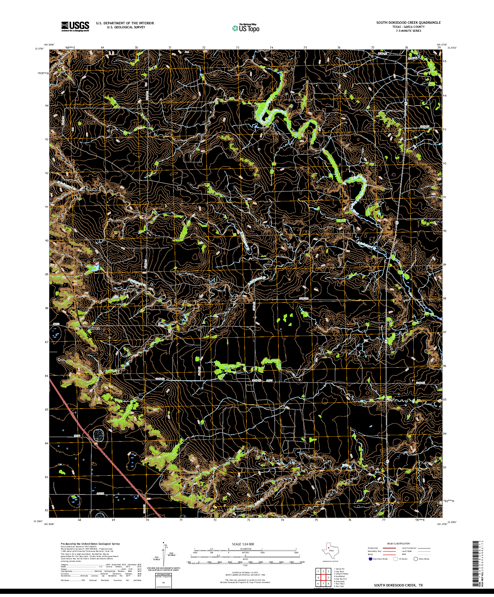 US TOPO 7.5-MINUTE MAP FOR SOUTH DOKEGOOD CREEK, TX