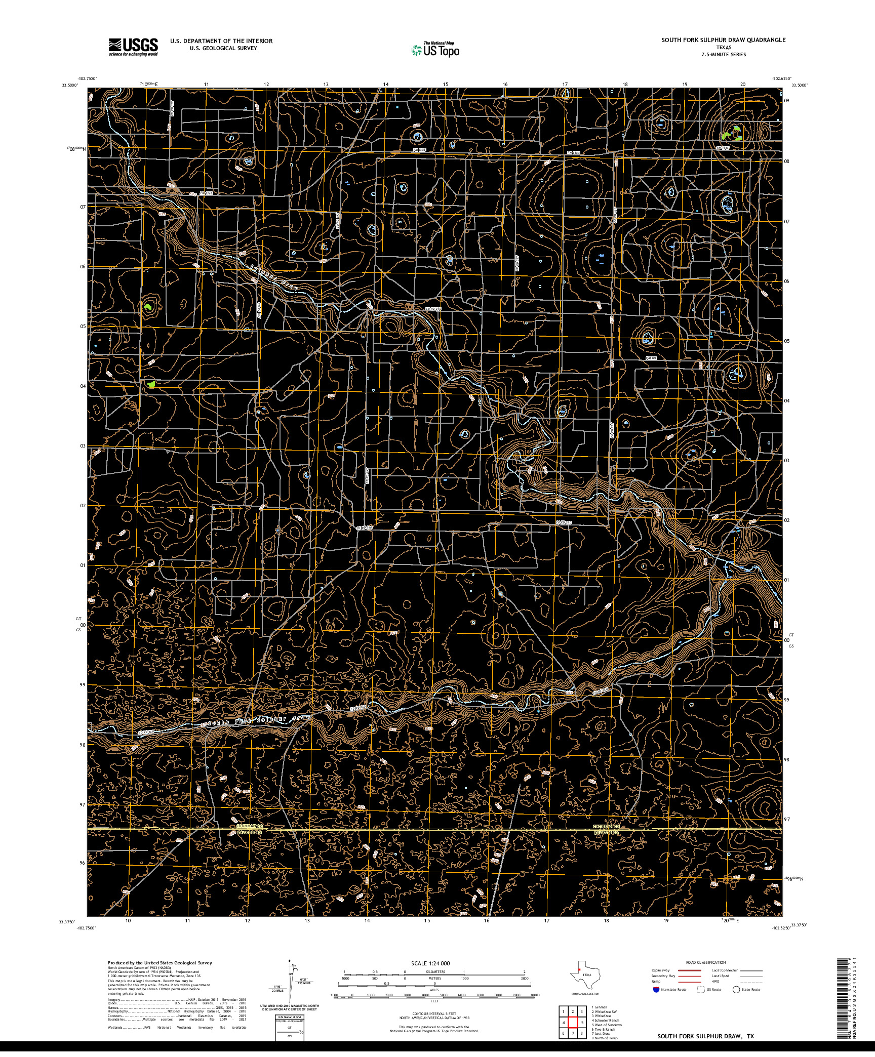 US TOPO 7.5-MINUTE MAP FOR SOUTH FORK SULPHUR DRAW, TX