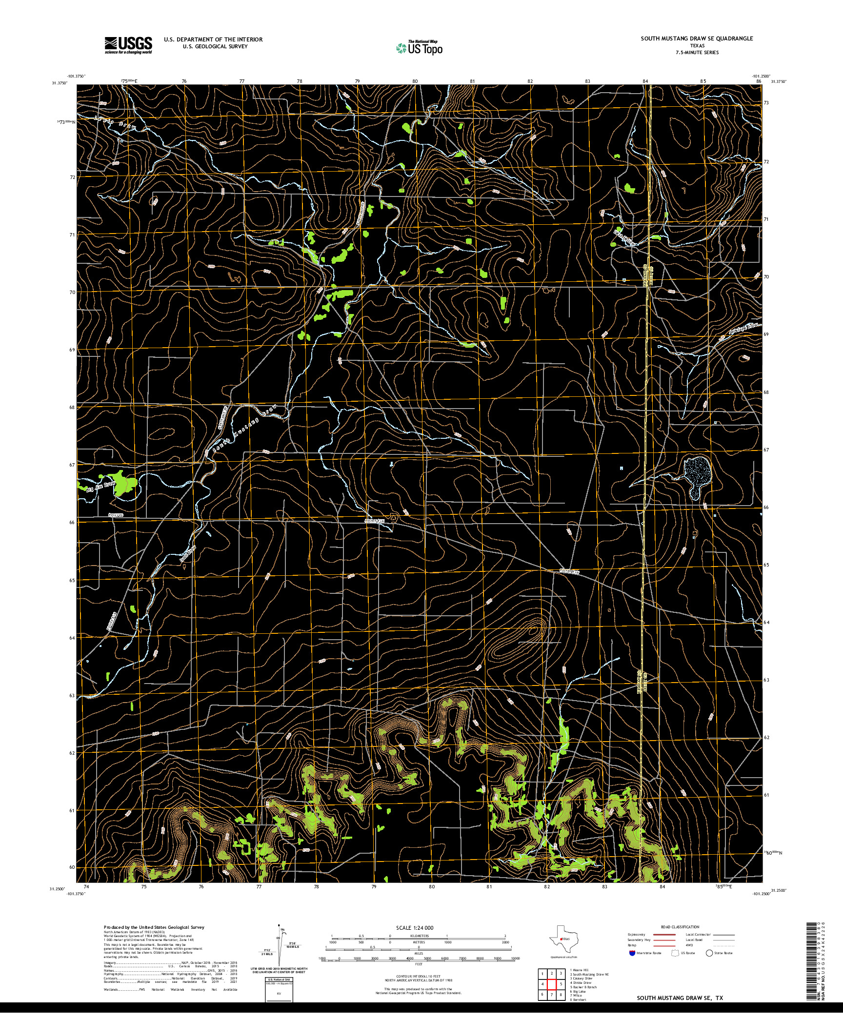 US TOPO 7.5-MINUTE MAP FOR SOUTH MUSTANG DRAW SE, TX