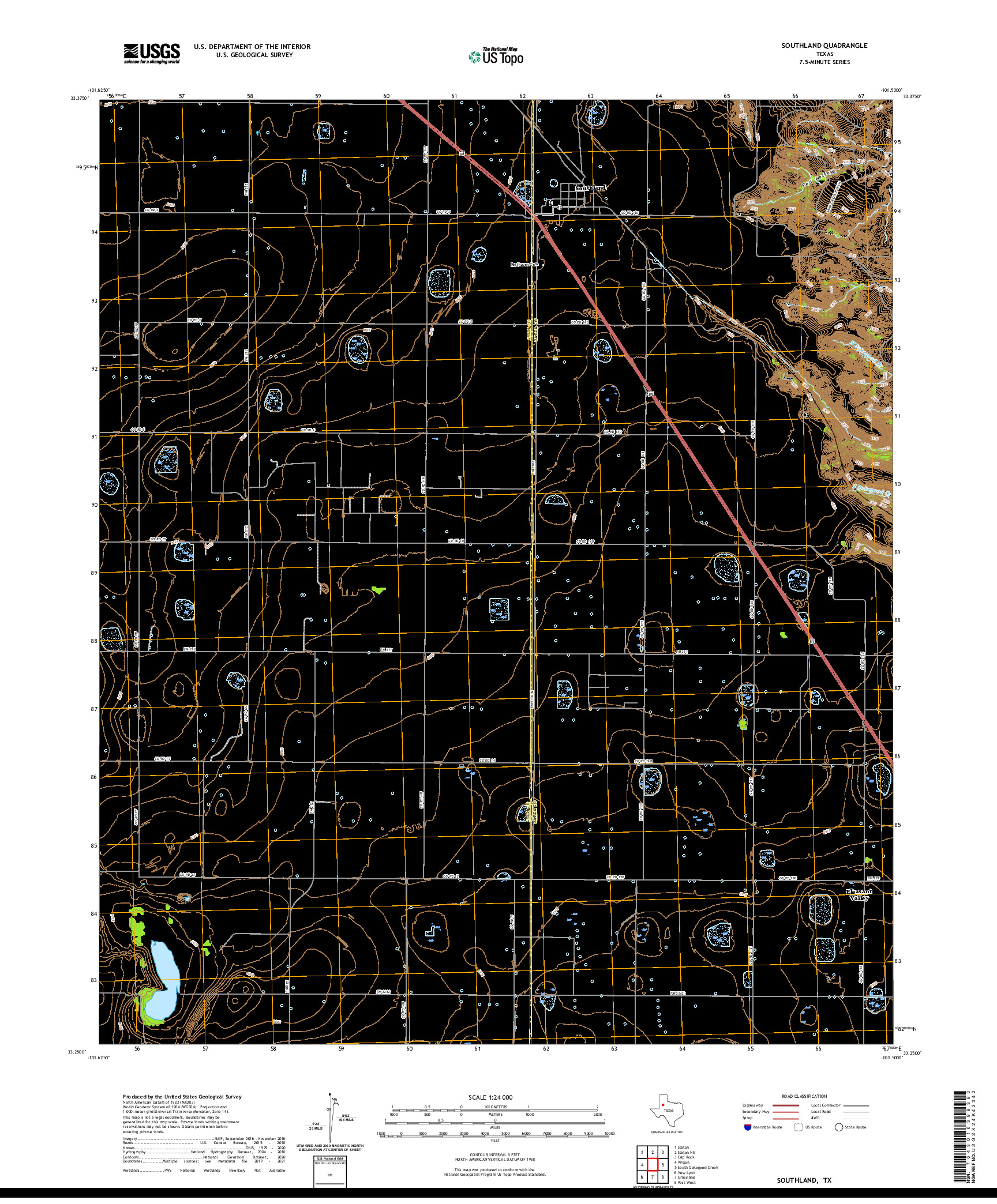 US TOPO 7.5-MINUTE MAP FOR SOUTHLAND, TX