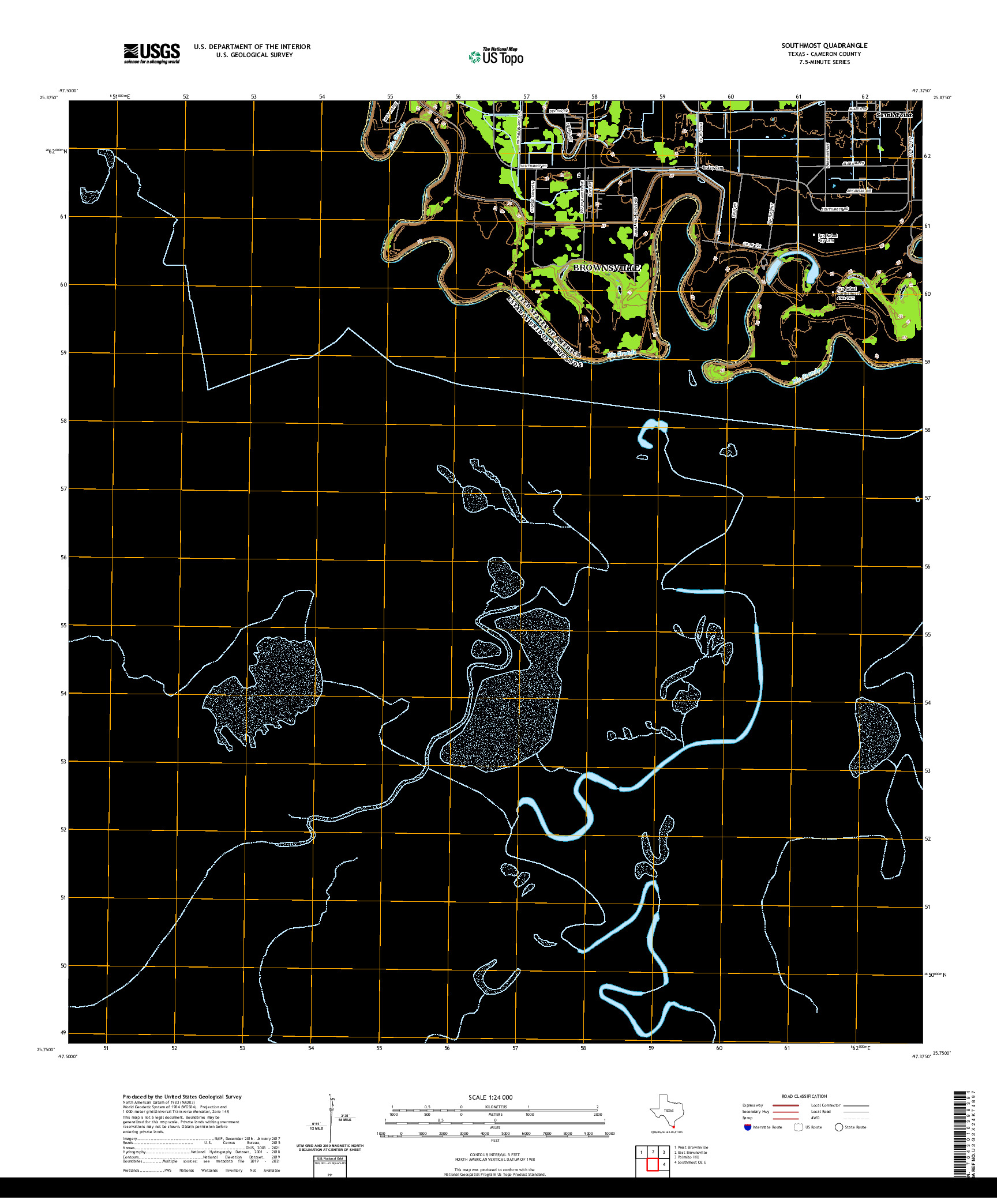 US TOPO 7.5-MINUTE MAP FOR SOUTHMOST, TX,TAM