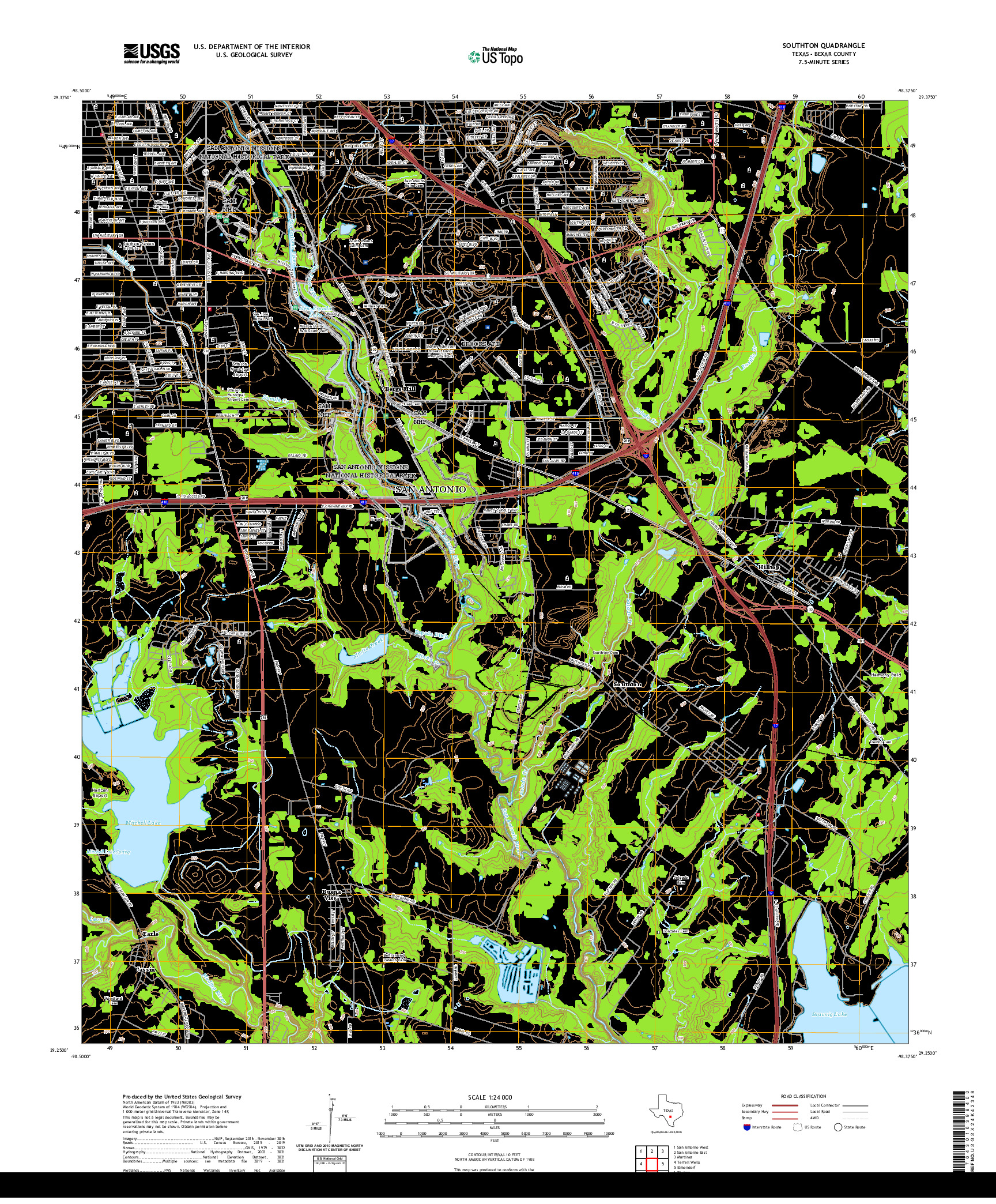 US TOPO 7.5-MINUTE MAP FOR SOUTHTON, TX