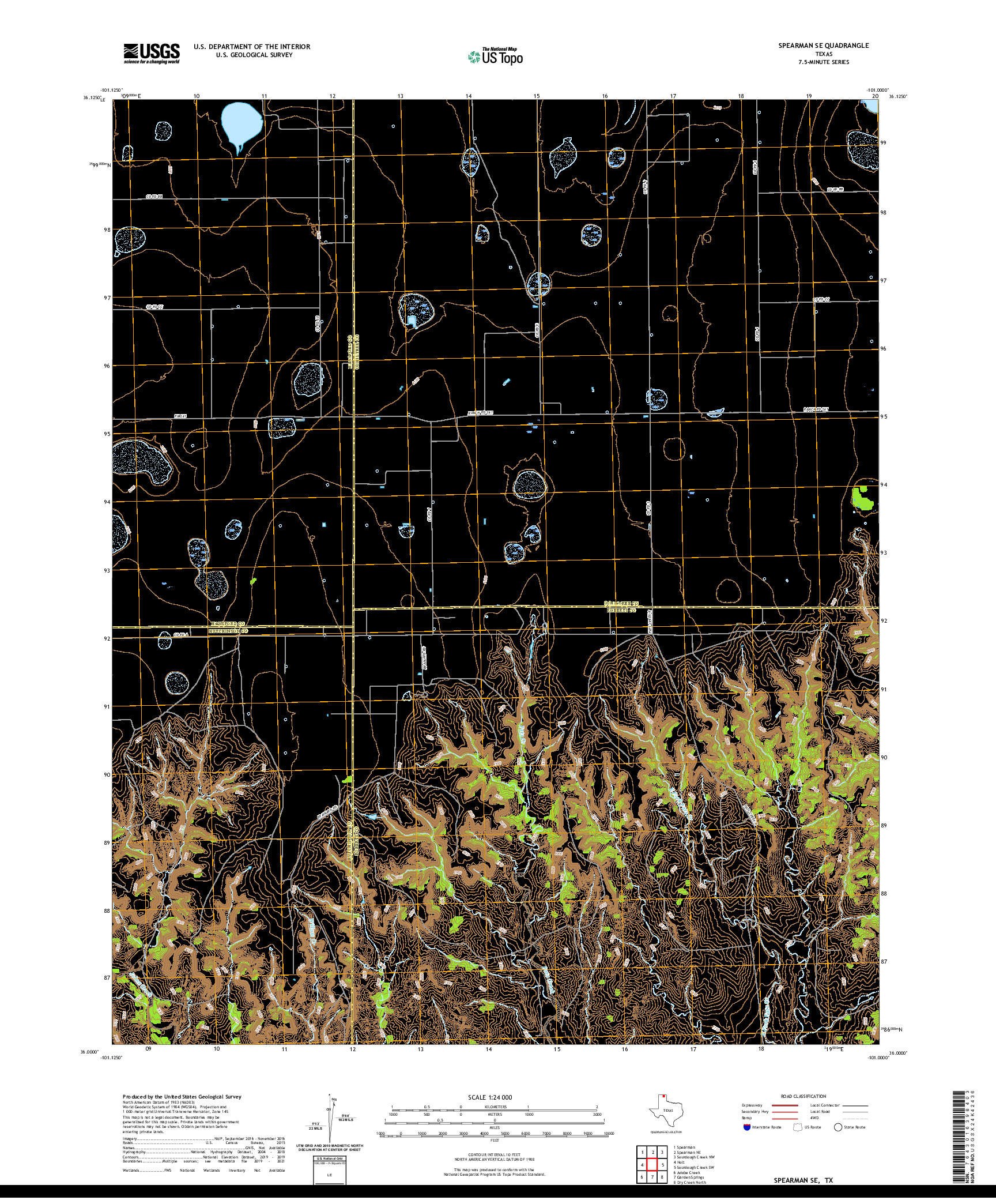 US TOPO 7.5-MINUTE MAP FOR SPEARMAN SE, TX