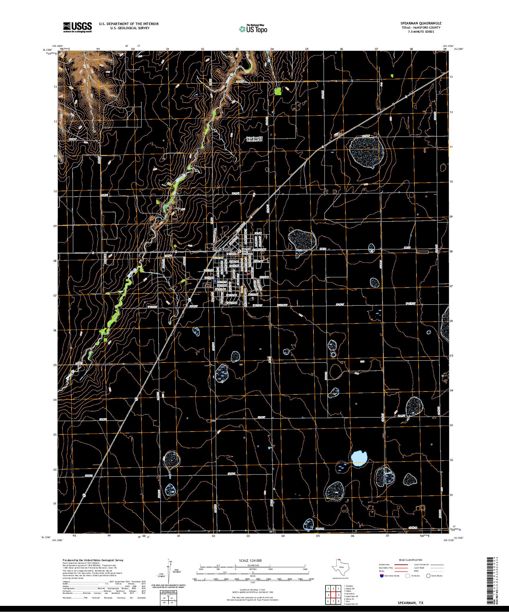 US TOPO 7.5-MINUTE MAP FOR SPEARMAN, TX