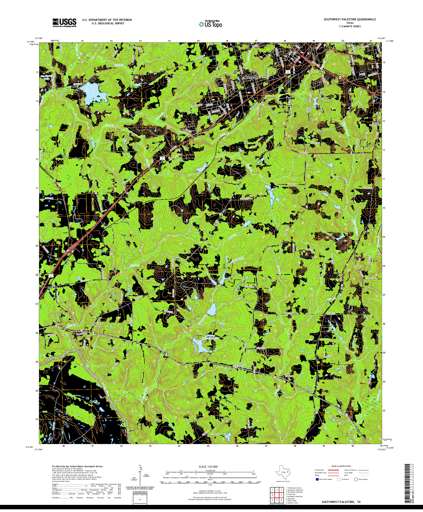 US TOPO 7.5-MINUTE MAP FOR SOUTHWEST PALESTINE, TX