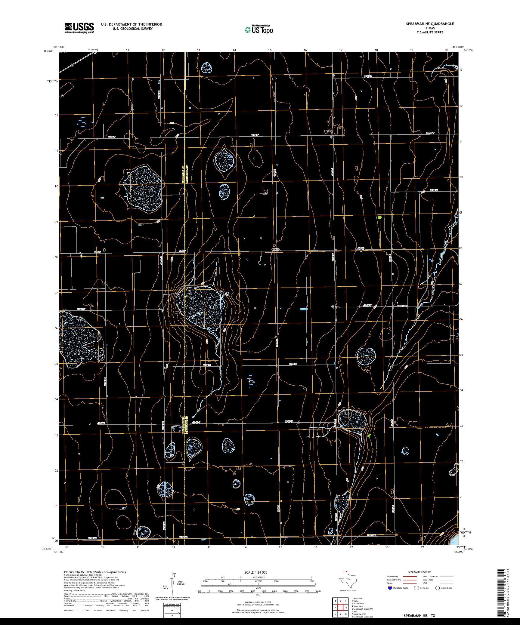 US TOPO 7.5-MINUTE MAP FOR SPEARMAN NE, TX