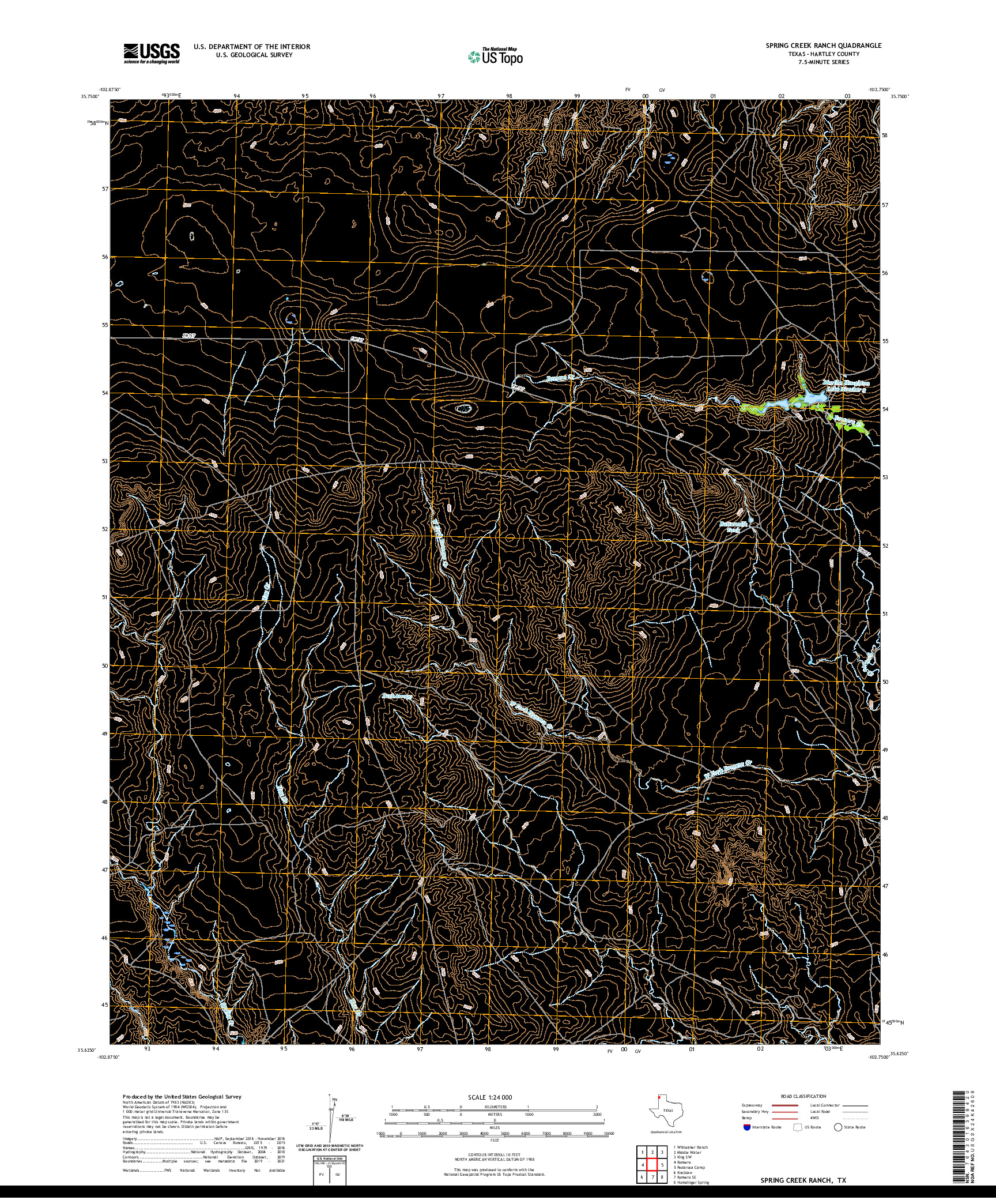 US TOPO 7.5-MINUTE MAP FOR SPRING CREEK RANCH, TX