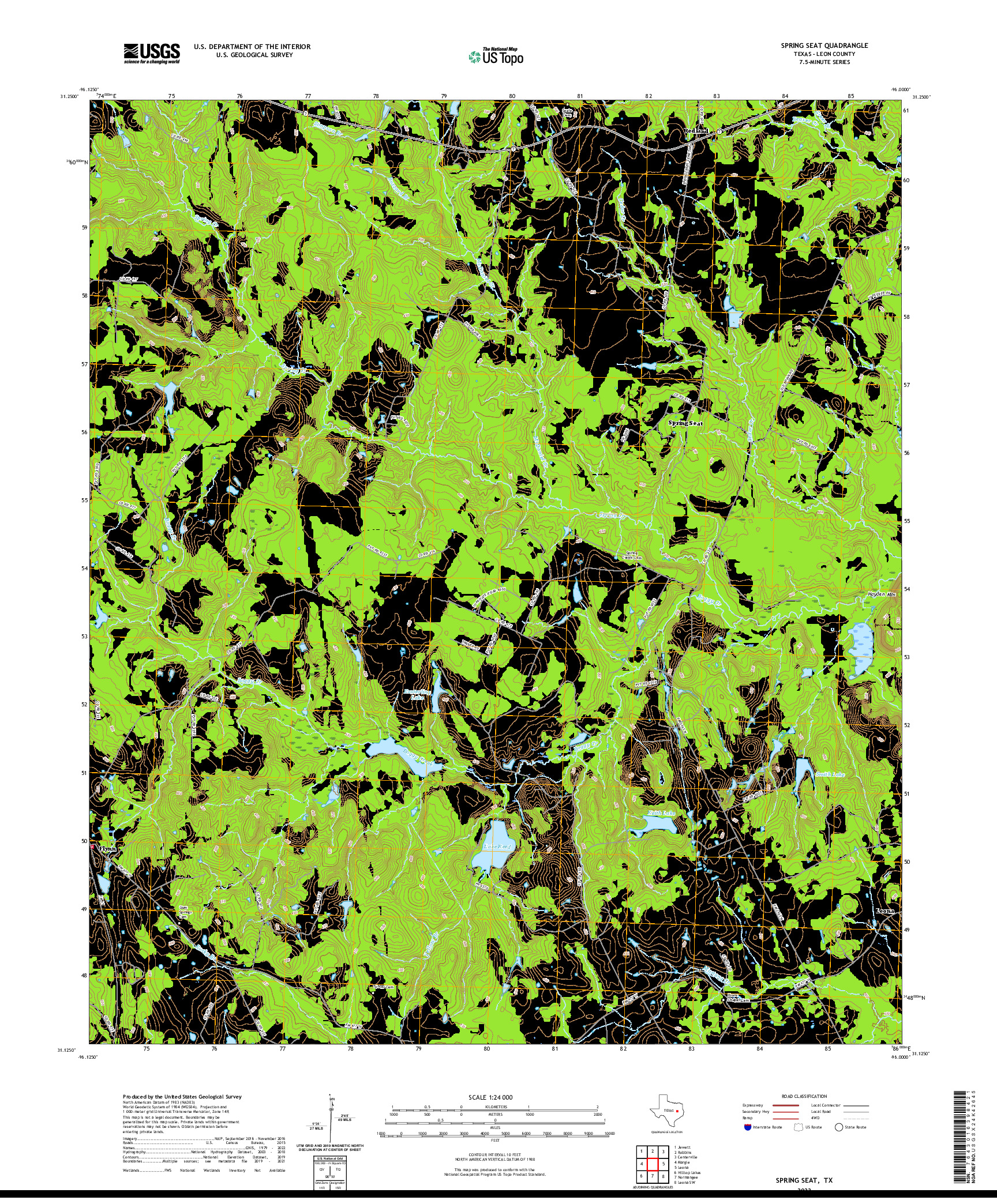 US TOPO 7.5-MINUTE MAP FOR SPRING SEAT, TX