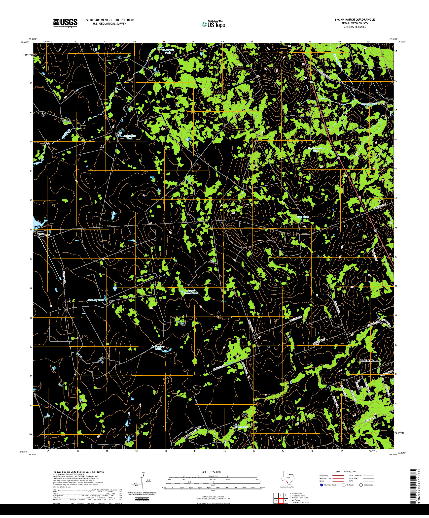 US TOPO 7.5-MINUTE MAP FOR SPOHN RANCH, TX