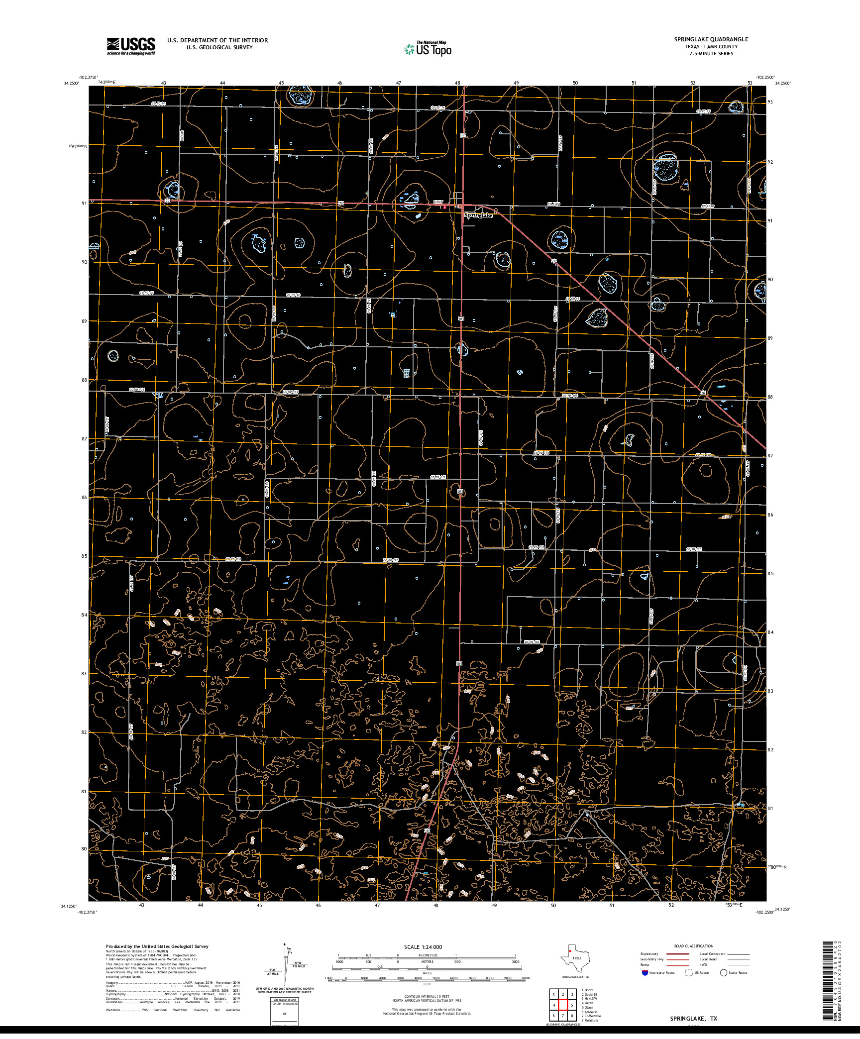 US TOPO 7.5-MINUTE MAP FOR SPRINGLAKE, TX