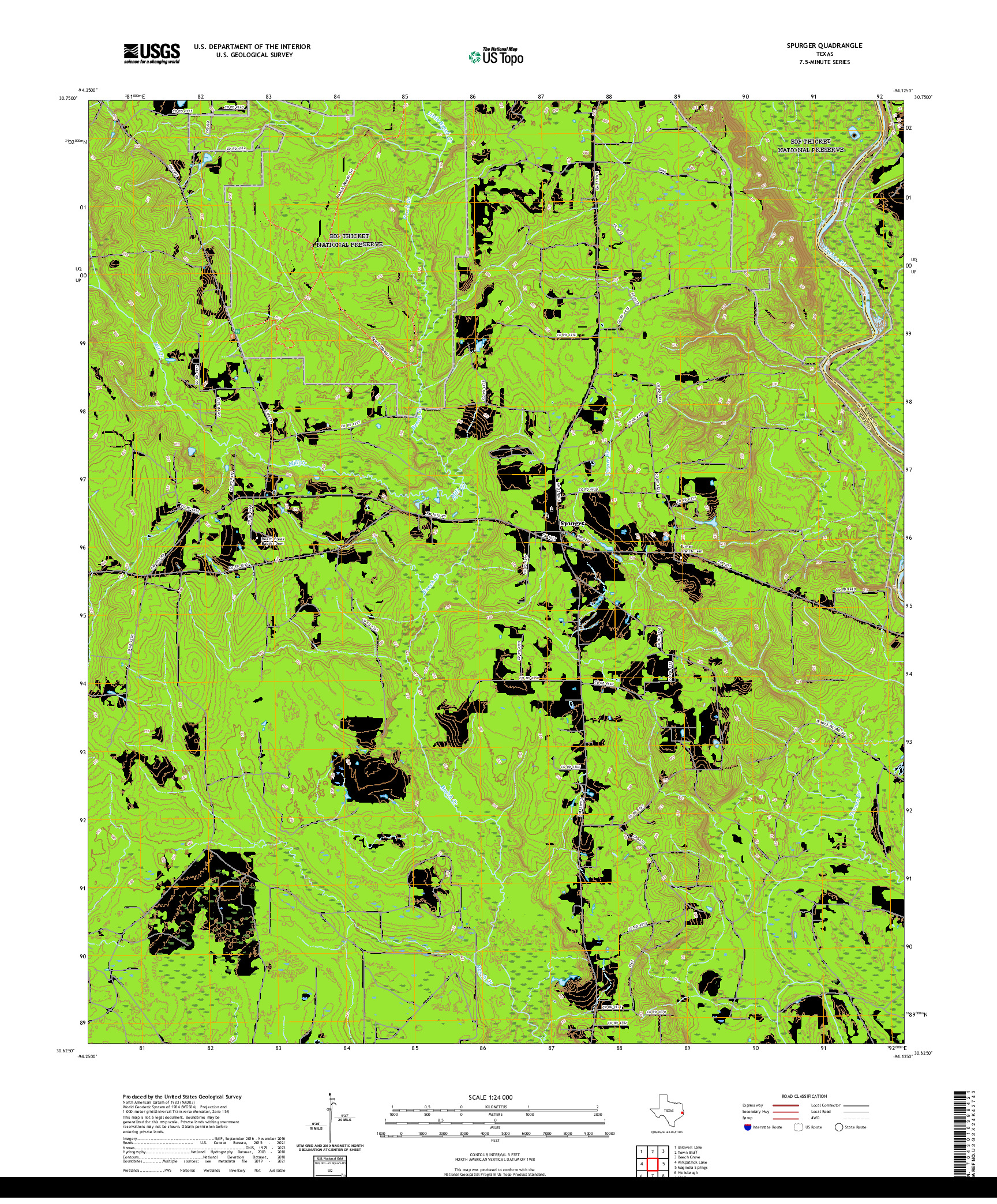 US TOPO 7.5-MINUTE MAP FOR SPURGER, TX