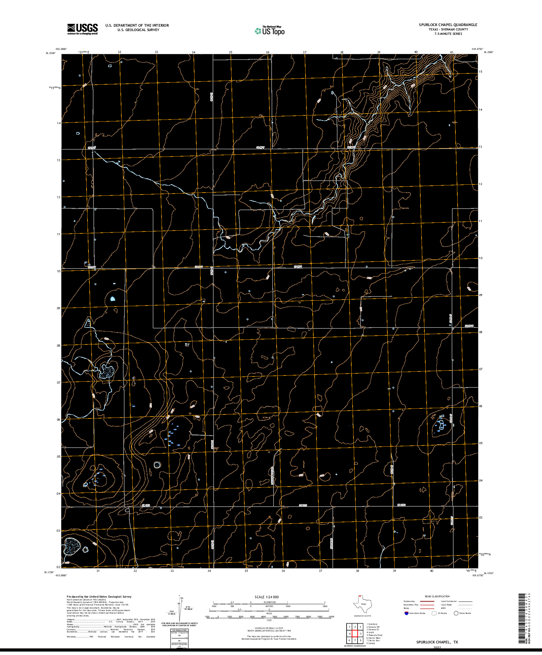 US TOPO 7.5-MINUTE MAP FOR SPURLOCK CHAPEL, TX