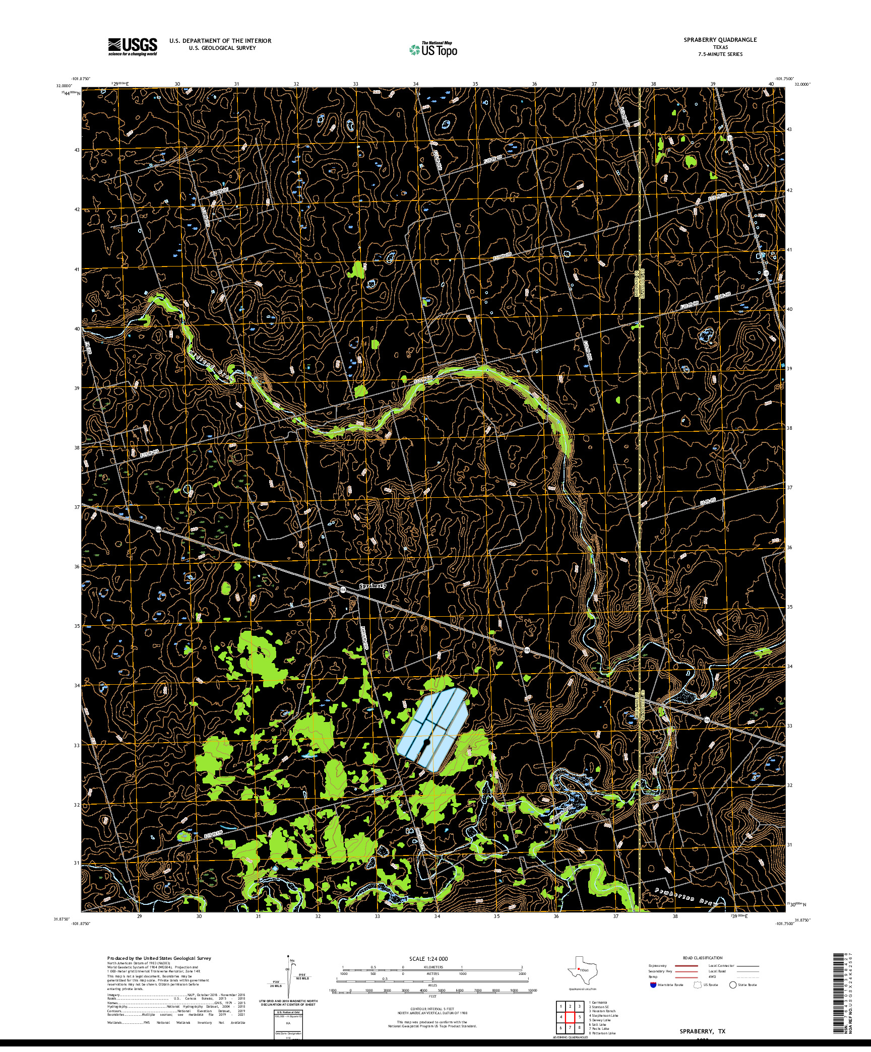 US TOPO 7.5-MINUTE MAP FOR SPRABERRY, TX