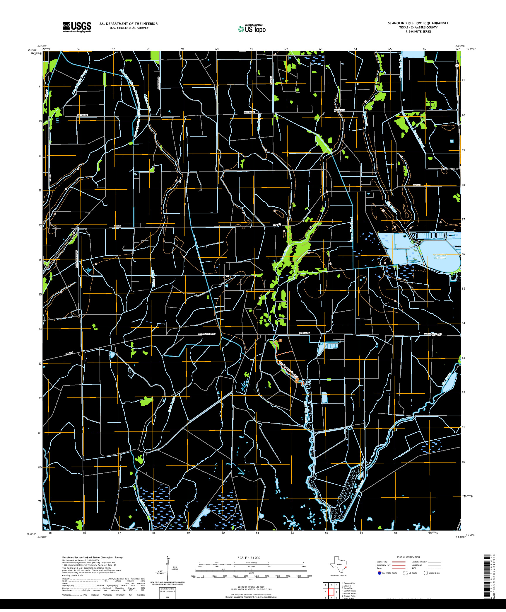 US TOPO 7.5-MINUTE MAP FOR STANOLIND RESERVOIR, TX