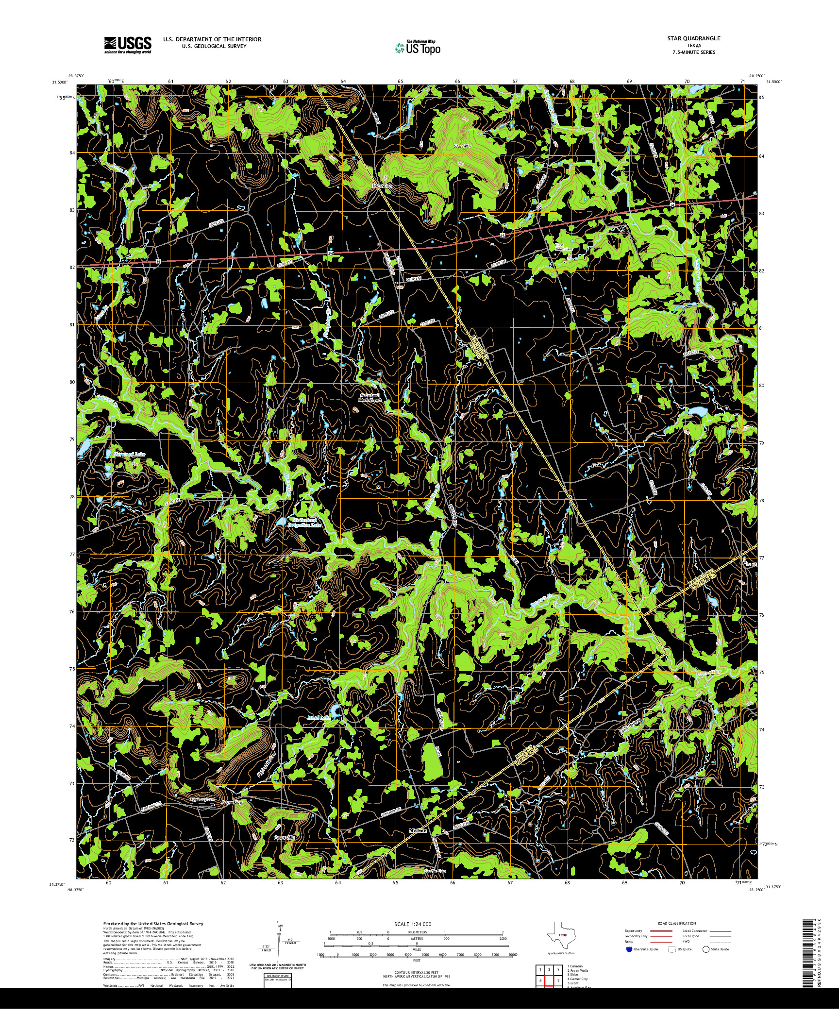 US TOPO 7.5-MINUTE MAP FOR STAR, TX