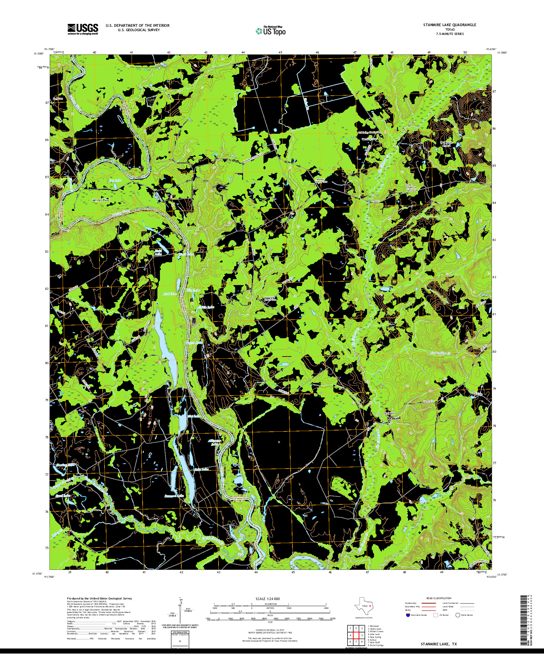 US TOPO 7.5-MINUTE MAP FOR STANMIRE LAKE, TX