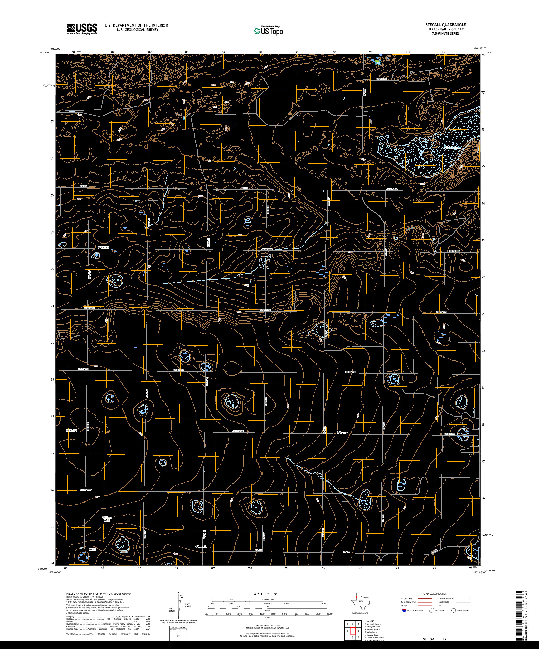 US TOPO 7.5-MINUTE MAP FOR STEGALL, TX