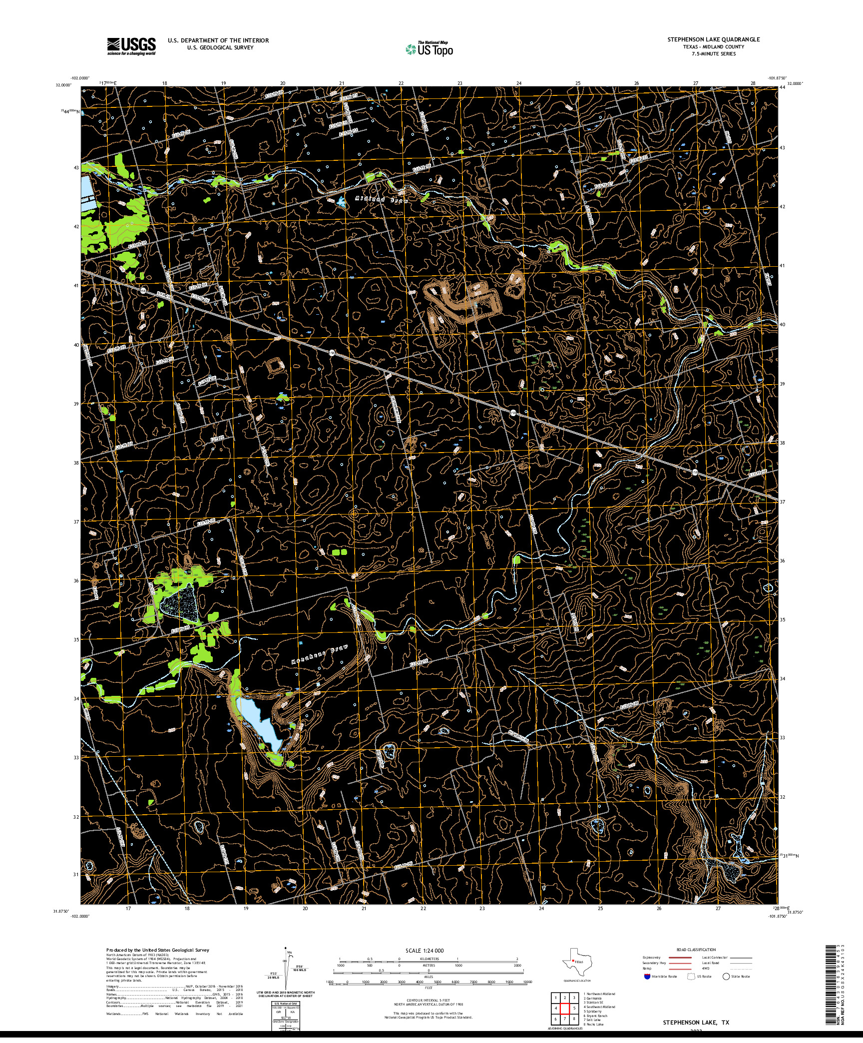 US TOPO 7.5-MINUTE MAP FOR STEPHENSON LAKE, TX