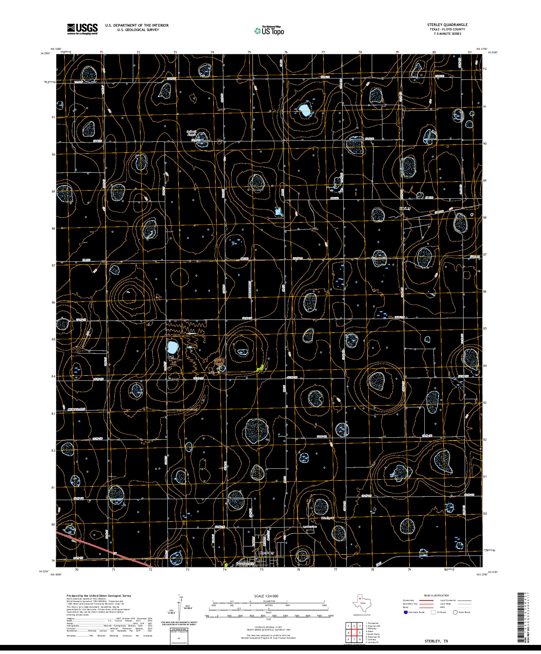 US TOPO 7.5-MINUTE MAP FOR STERLEY, TX