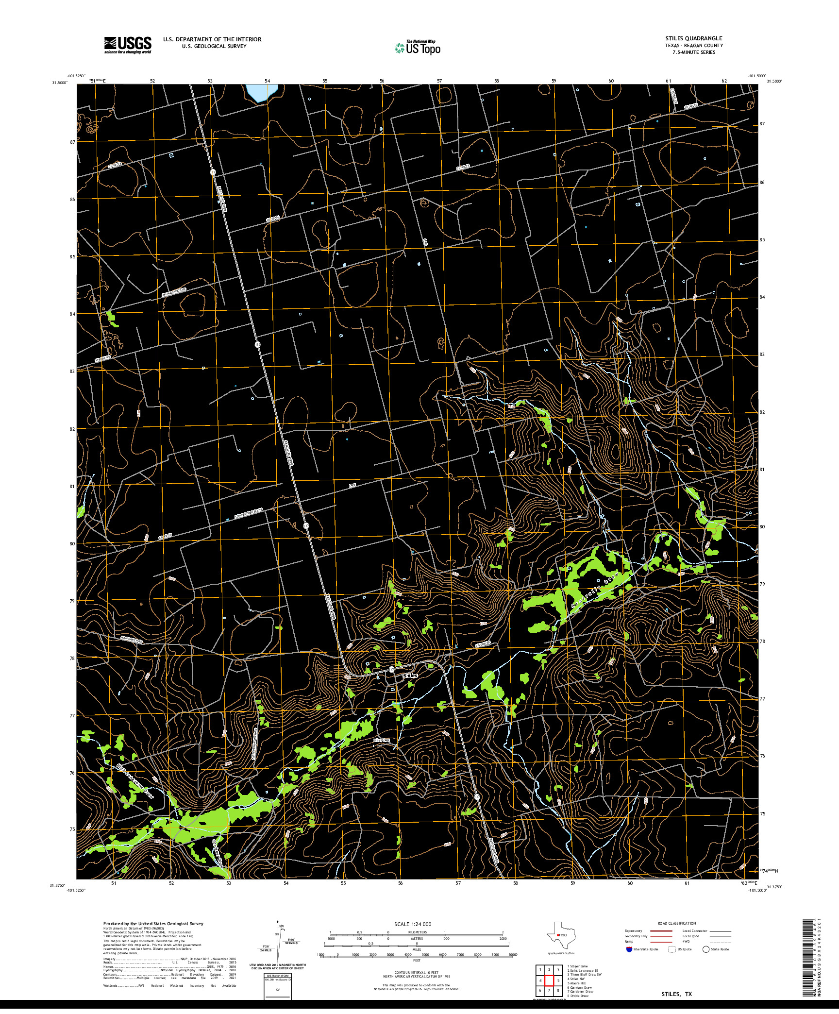 US TOPO 7.5-MINUTE MAP FOR STILES, TX