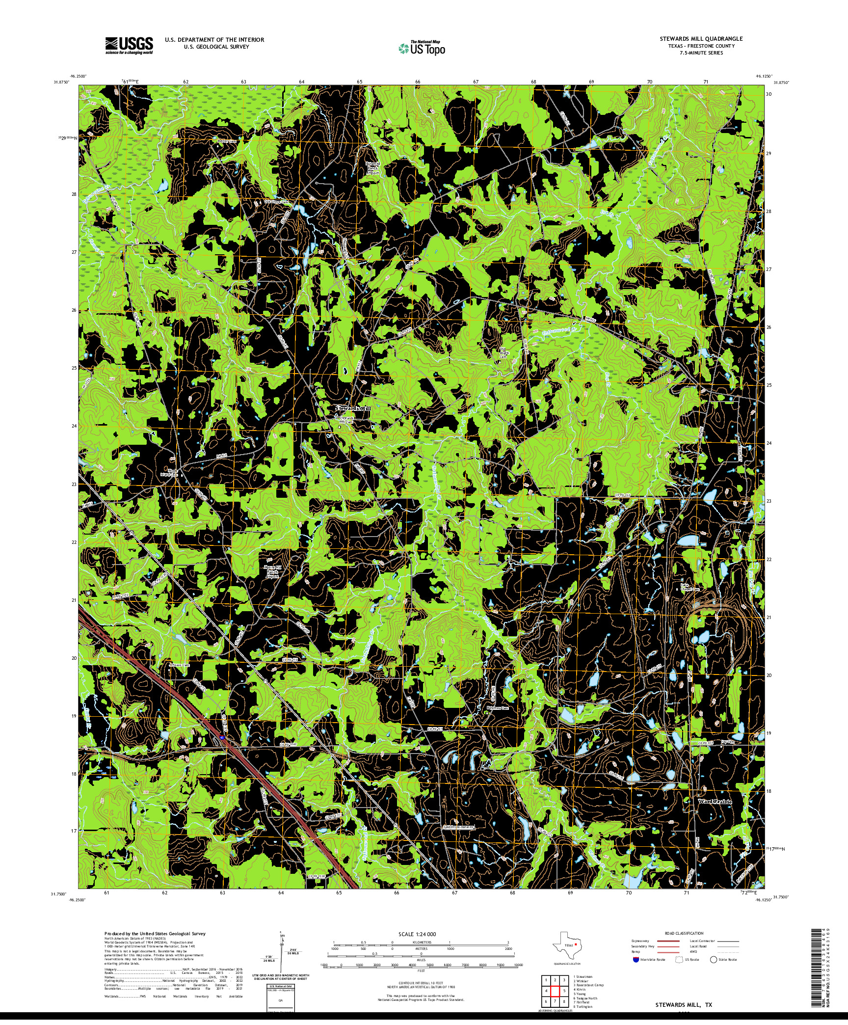 US TOPO 7.5-MINUTE MAP FOR STEWARDS MILL, TX