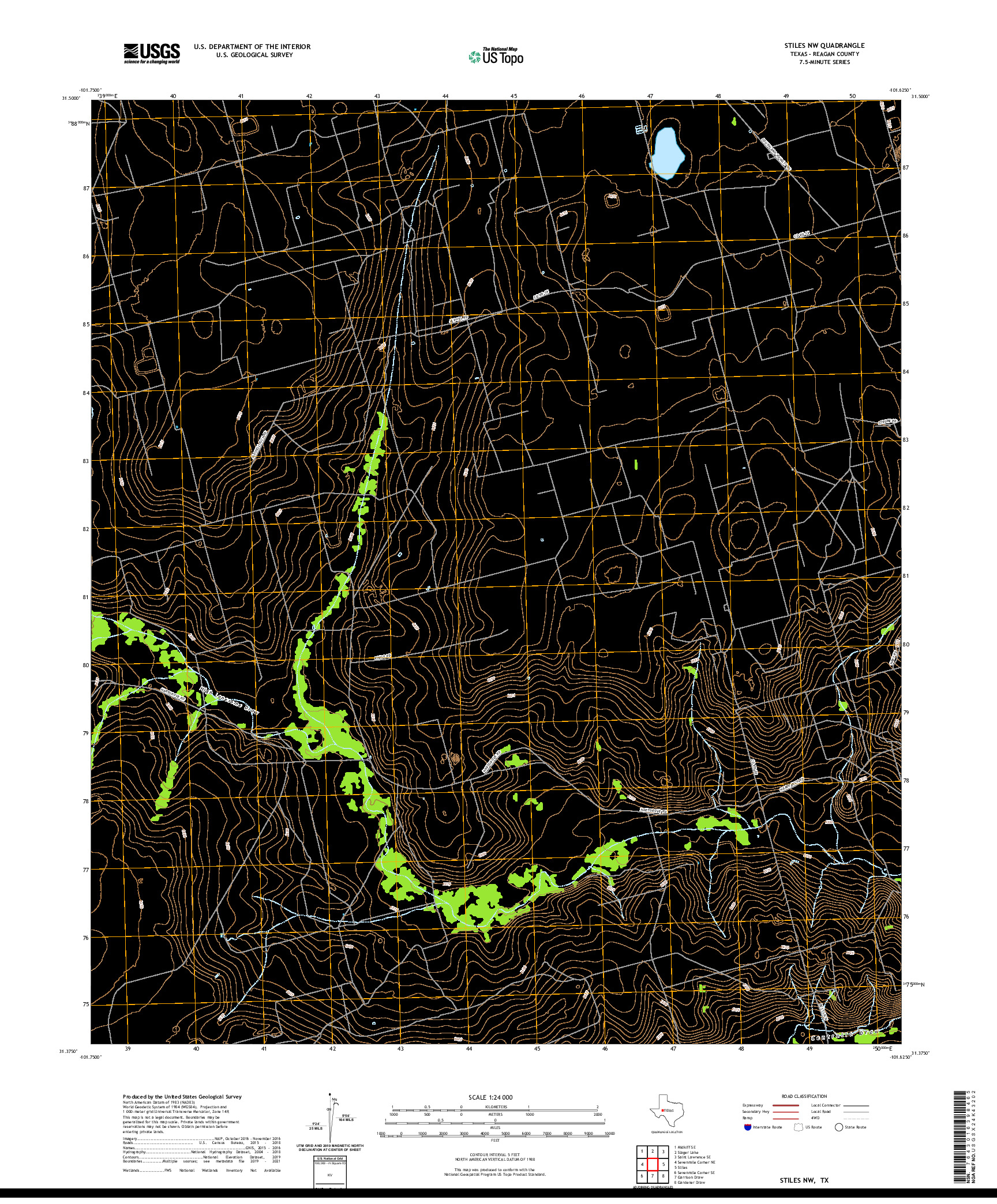 US TOPO 7.5-MINUTE MAP FOR STILES NW, TX