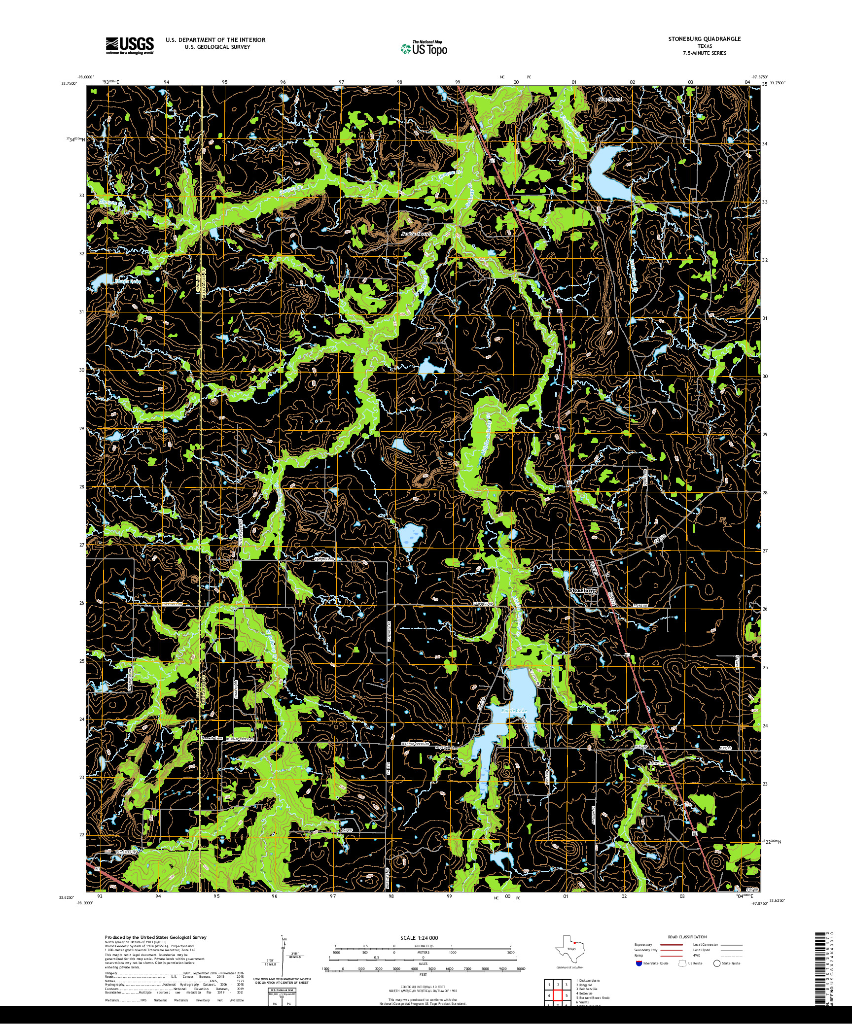 US TOPO 7.5-MINUTE MAP FOR STONEBURG, TX