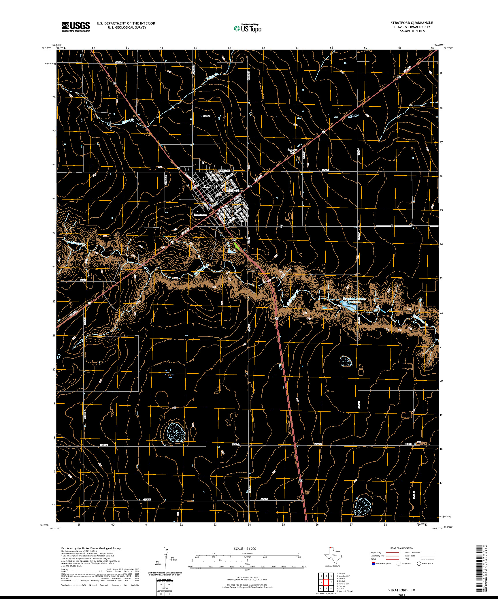 US TOPO 7.5-MINUTE MAP FOR STRATFORD, TX