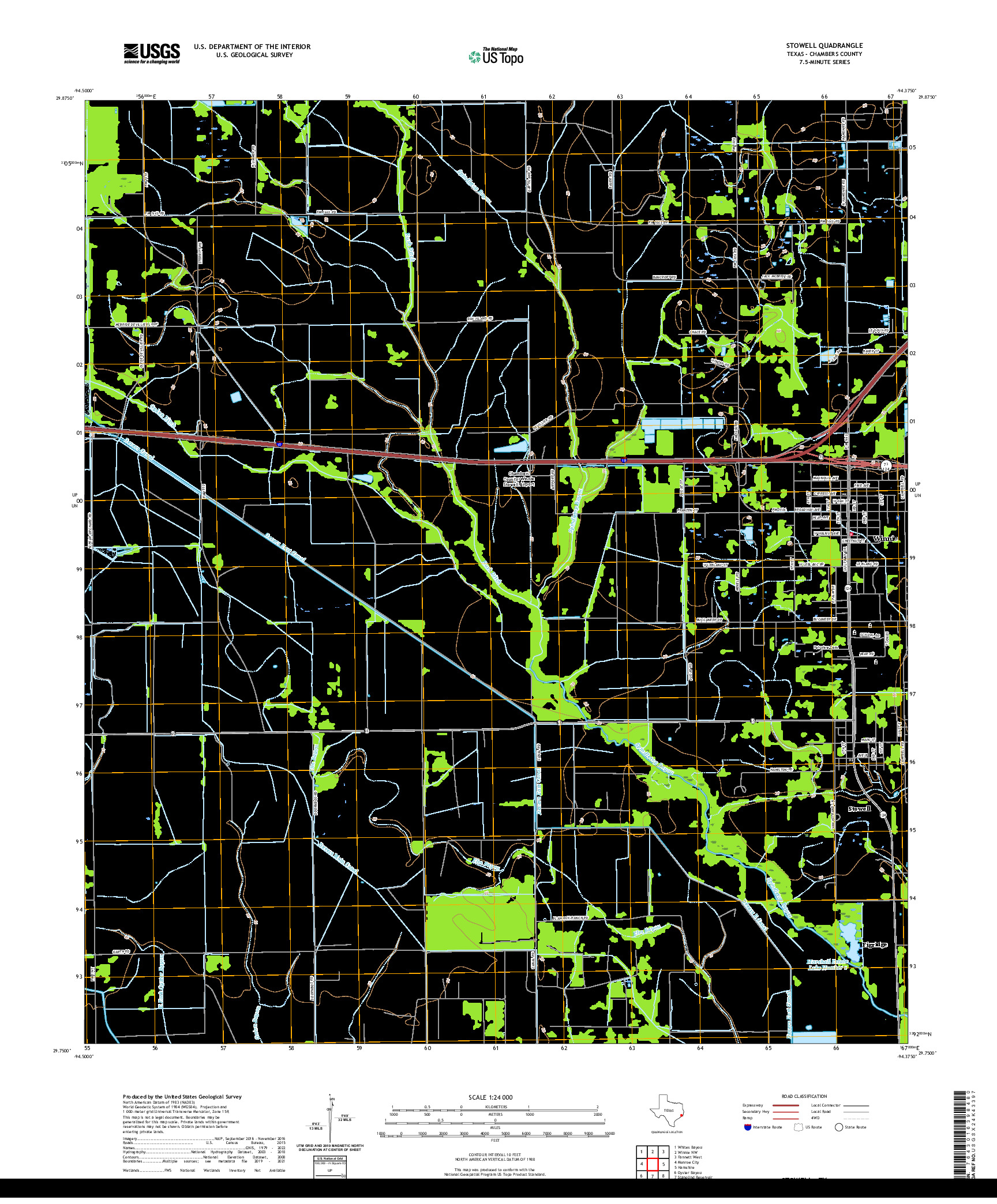 US TOPO 7.5-MINUTE MAP FOR STOWELL, TX