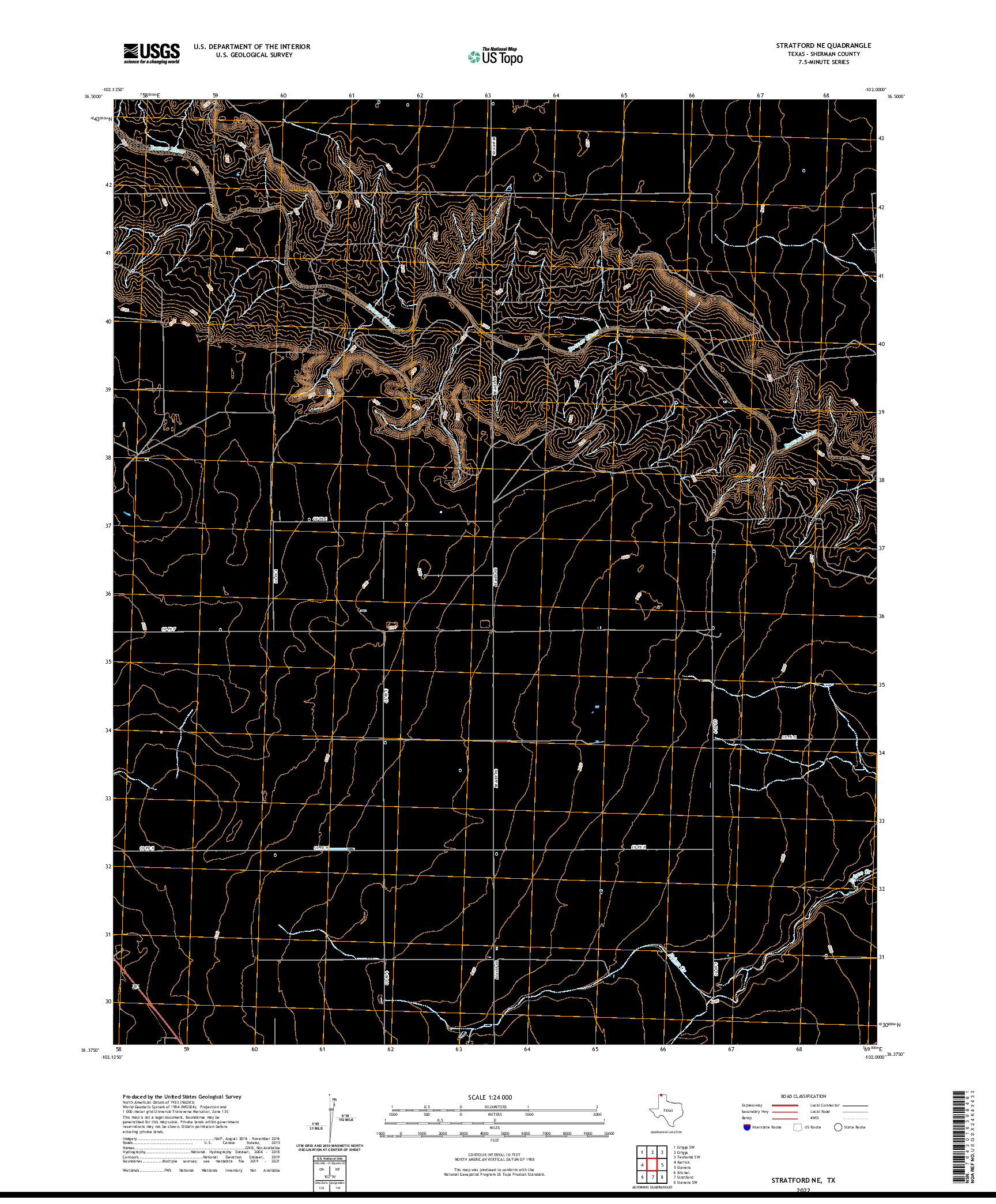 US TOPO 7.5-MINUTE MAP FOR STRATFORD NE, TX