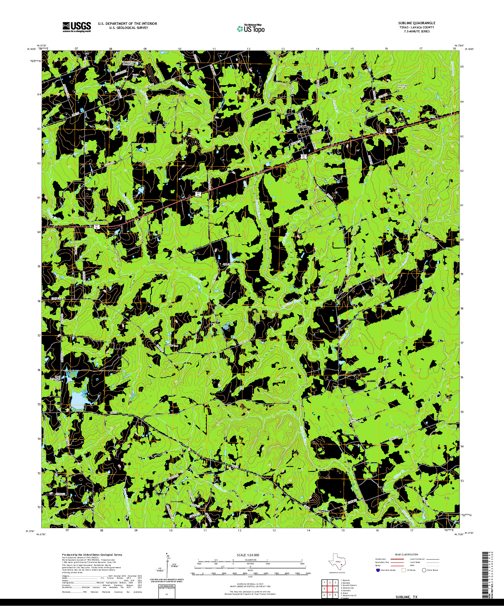 US TOPO 7.5-MINUTE MAP FOR SUBLIME, TX