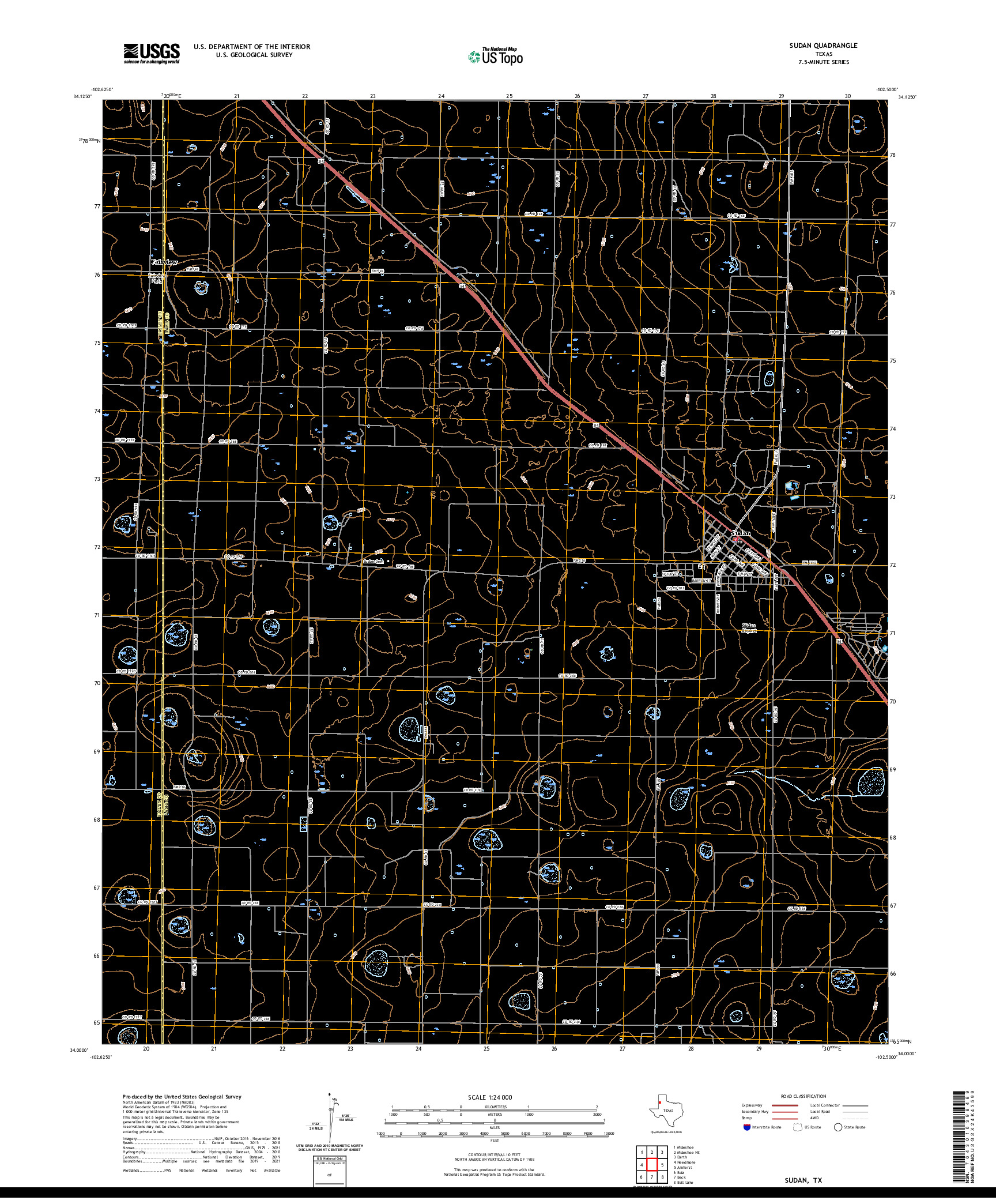 US TOPO 7.5-MINUTE MAP FOR SUDAN, TX