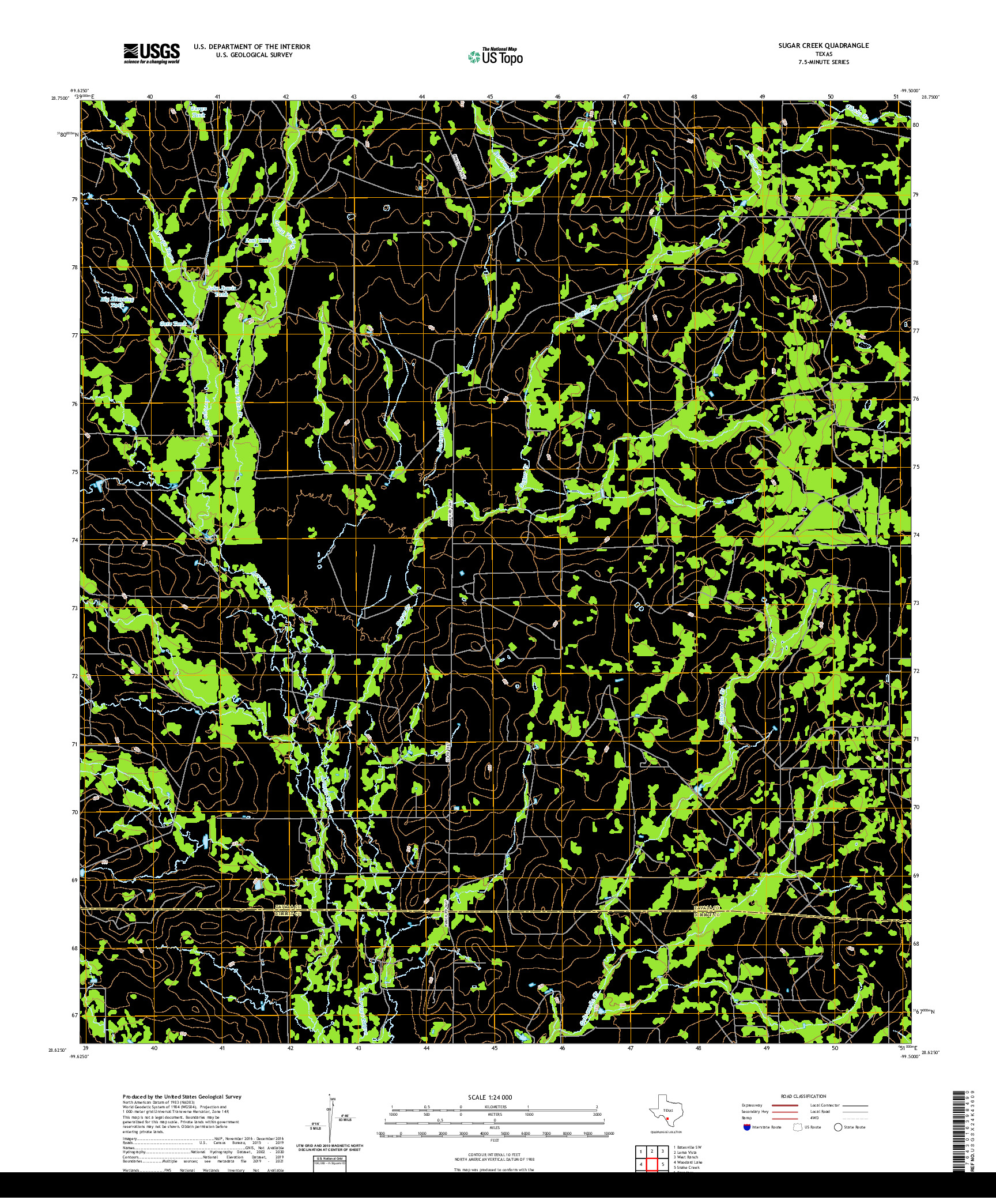 US TOPO 7.5-MINUTE MAP FOR SUGAR CREEK, TX