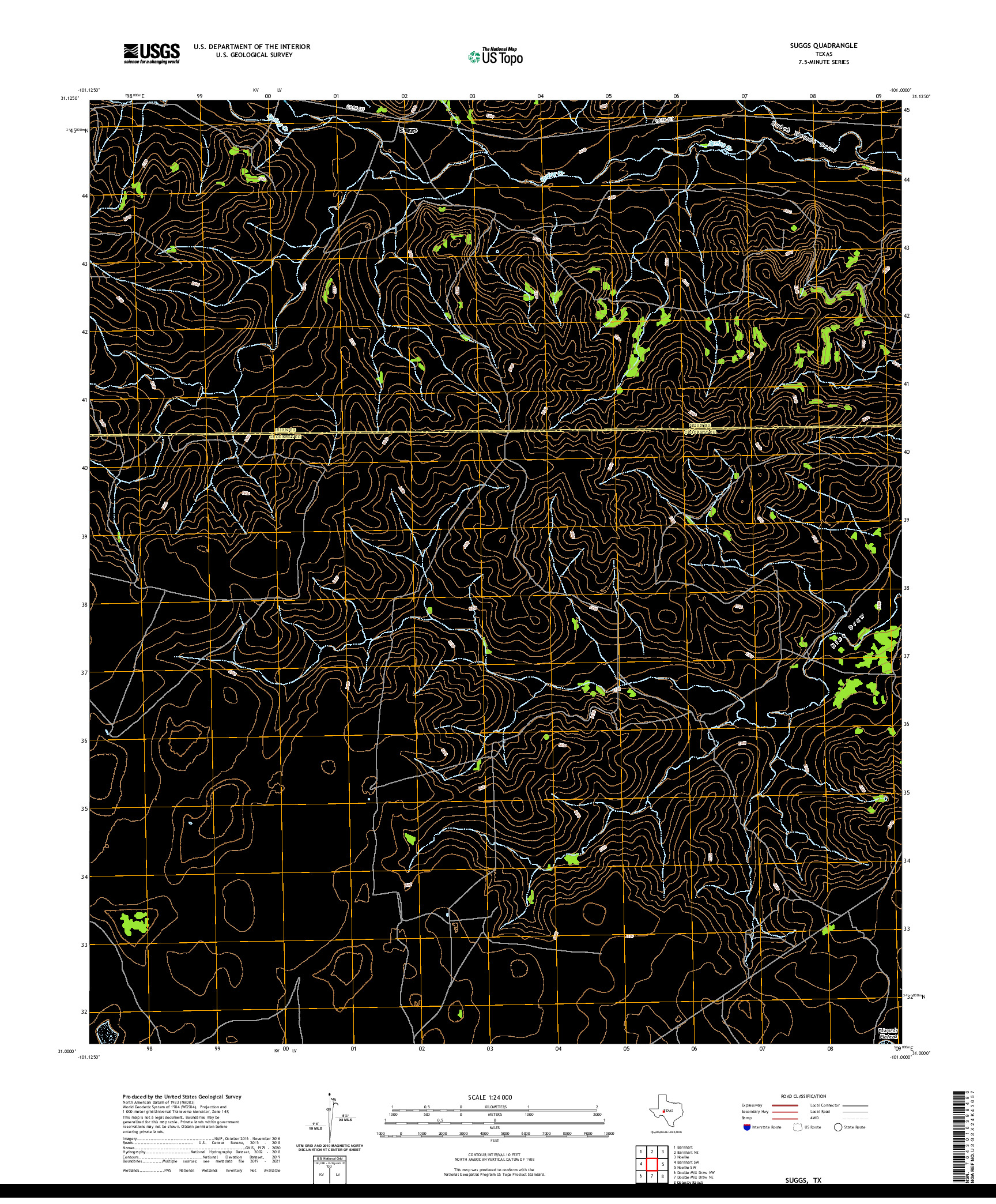 US TOPO 7.5-MINUTE MAP FOR SUGGS, TX