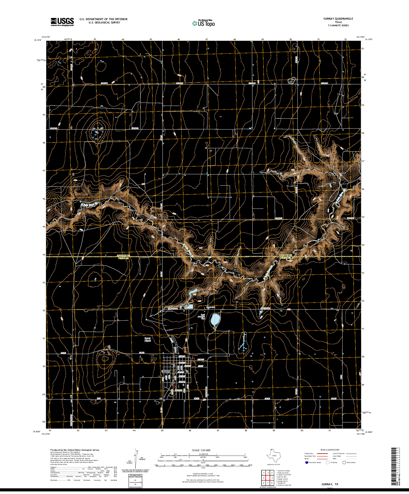 US TOPO 7.5-MINUTE MAP FOR SUNRAY, TX