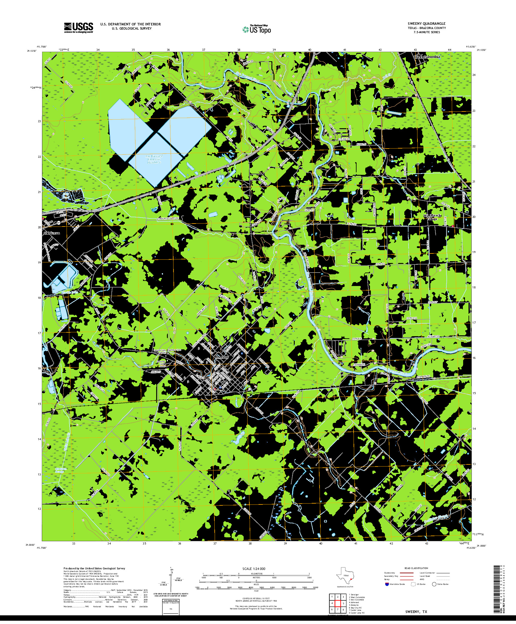 US TOPO 7.5-MINUTE MAP FOR SWEENY, TX