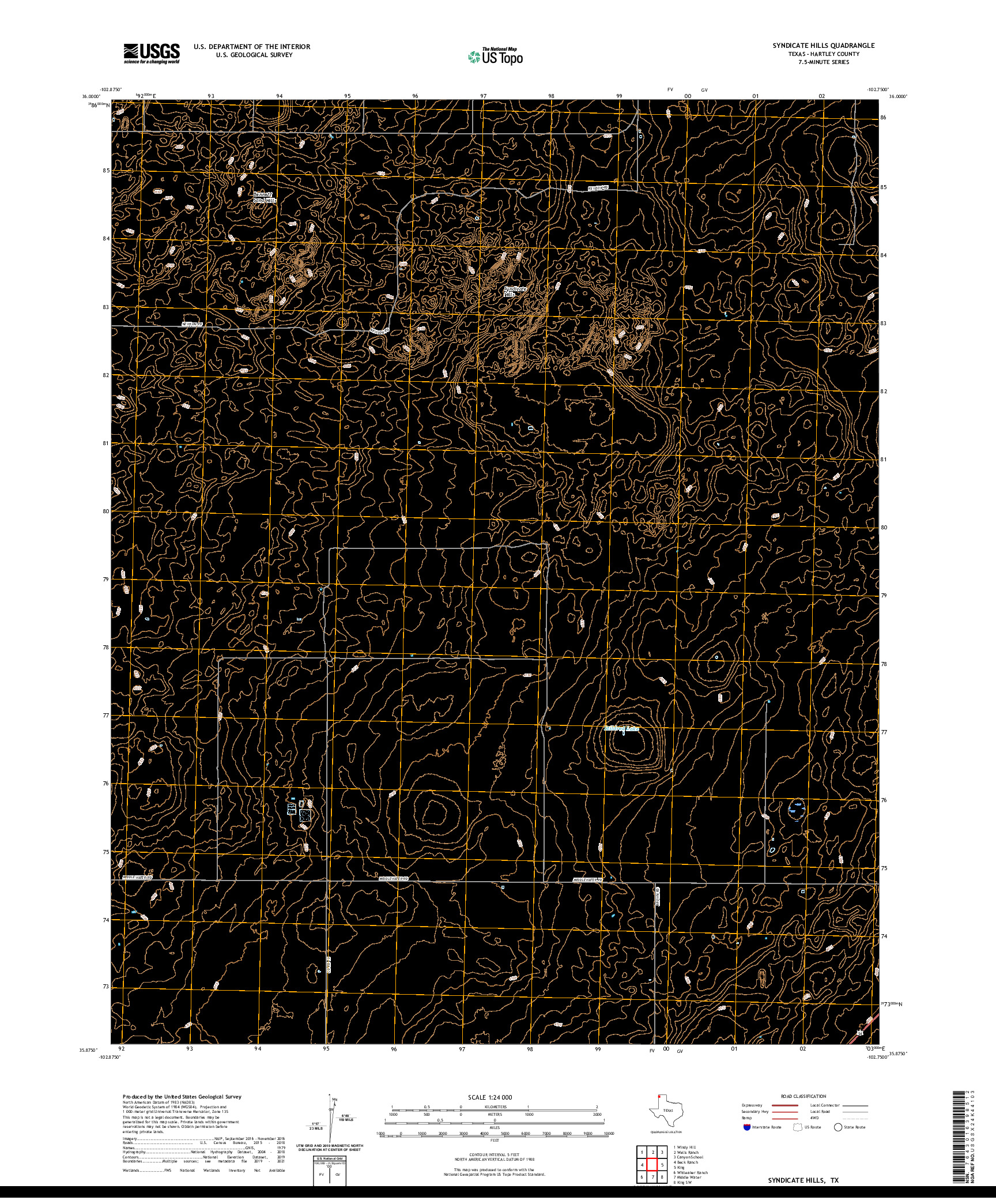 US TOPO 7.5-MINUTE MAP FOR SYNDICATE HILLS, TX