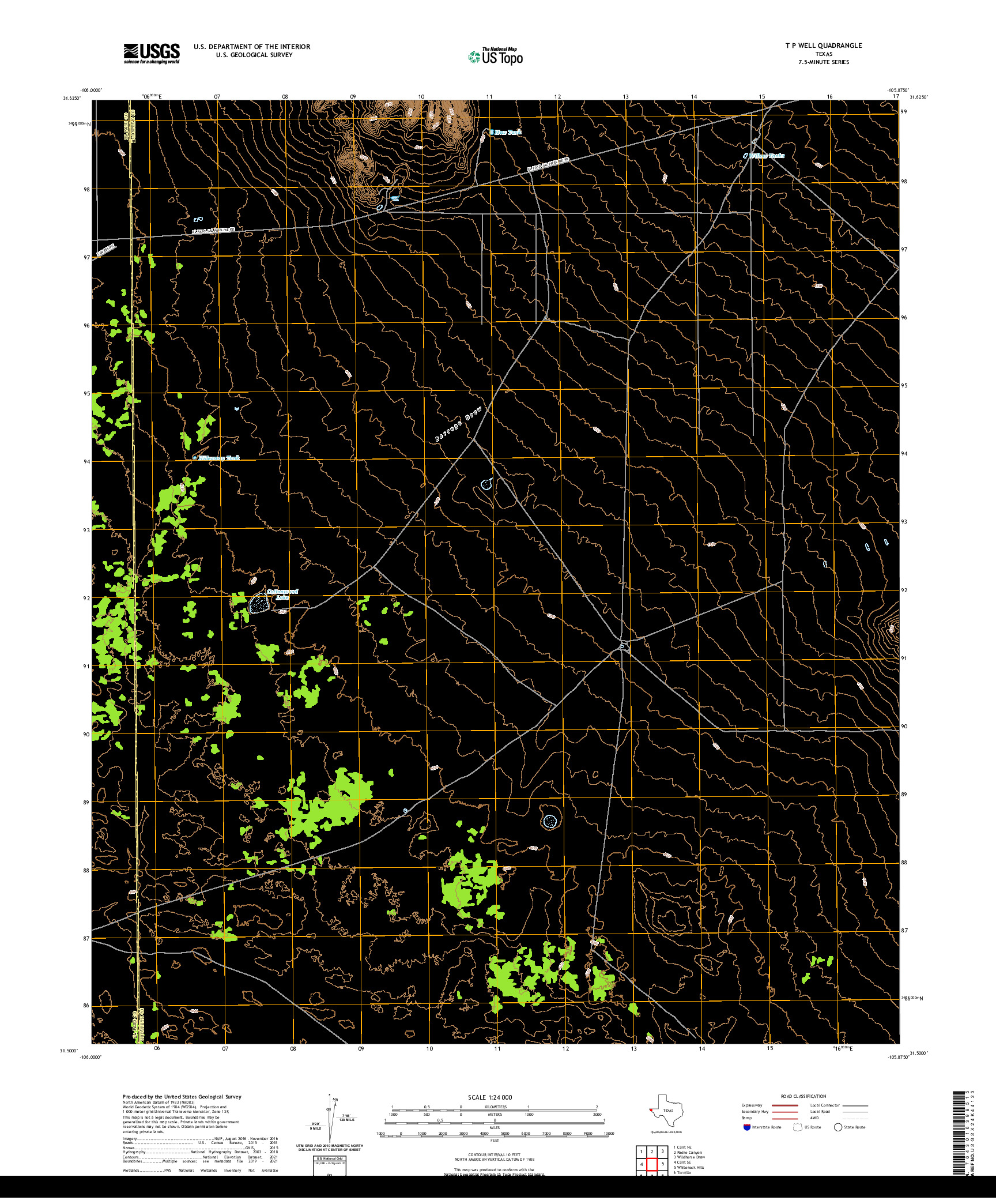 US TOPO 7.5-MINUTE MAP FOR T P WELL, TX